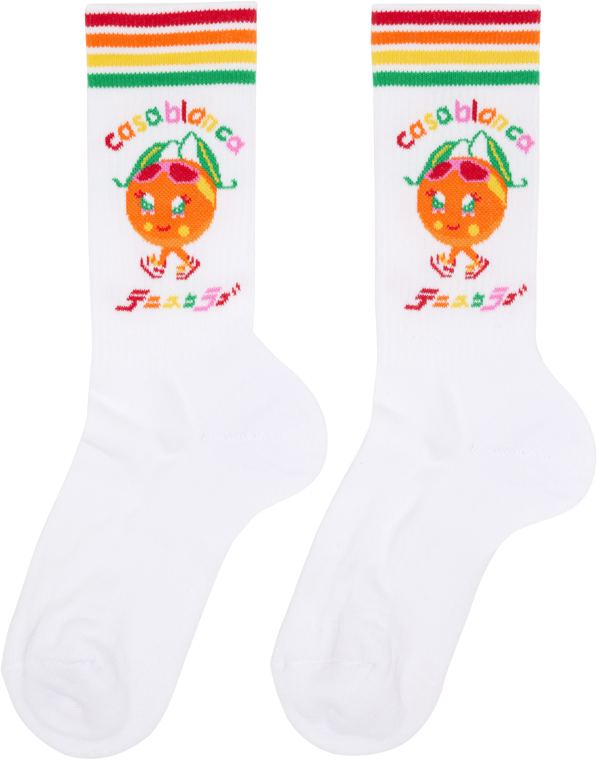 Casablanca White Kawaii Orange Socks In Multi