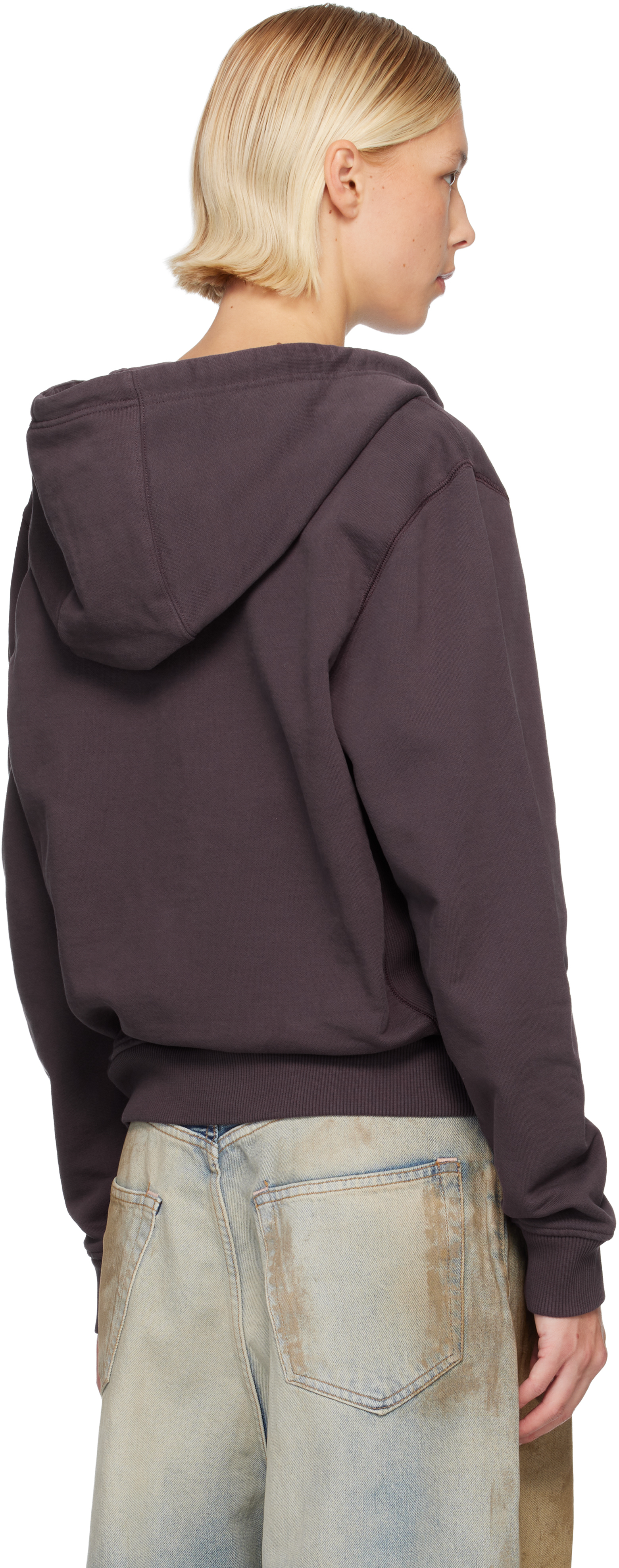 Casablanca Purple Dragonfly Floral Embroidered Full Zip Hoodie In Purple