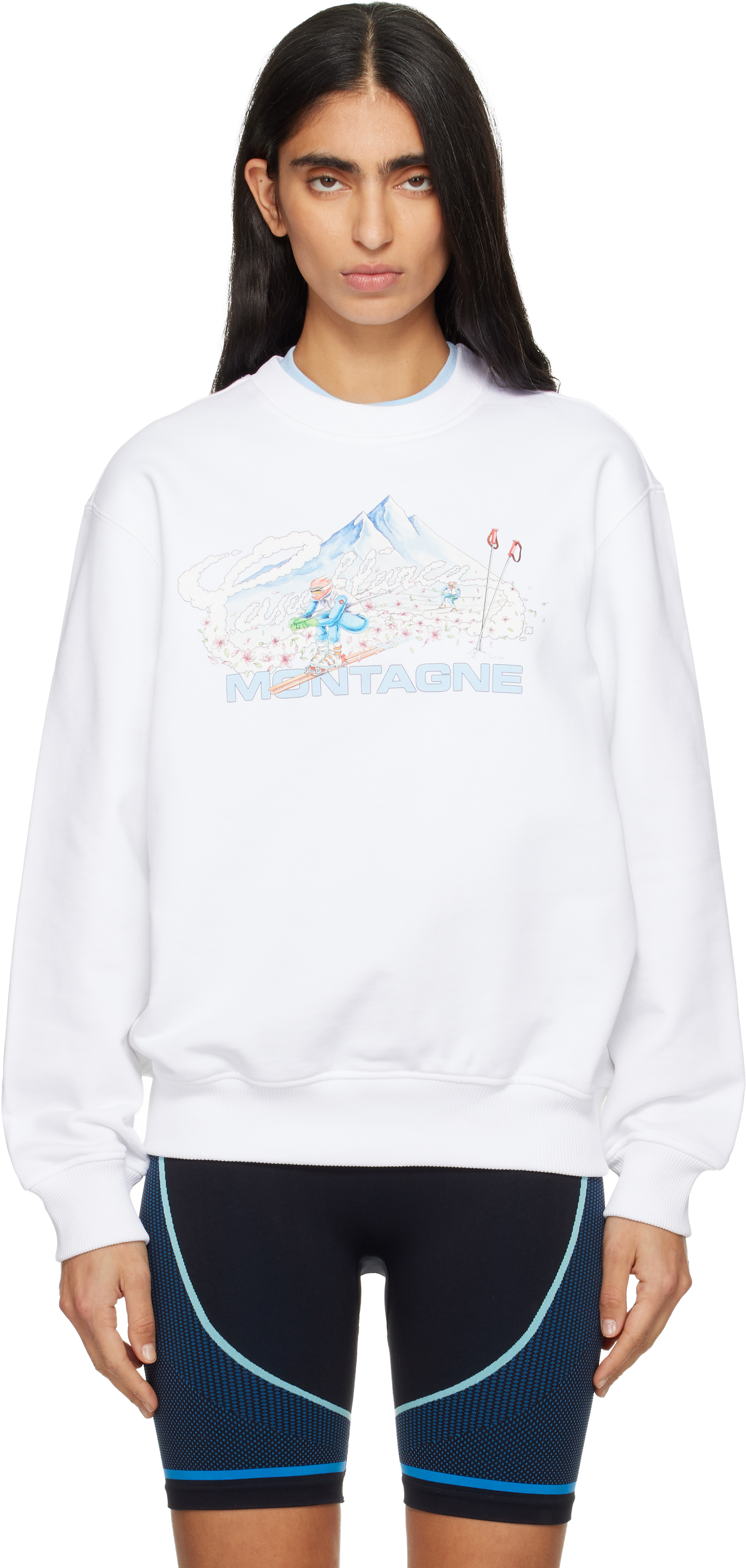 Casablanca Printed Crew Neck Sweatshirt In White