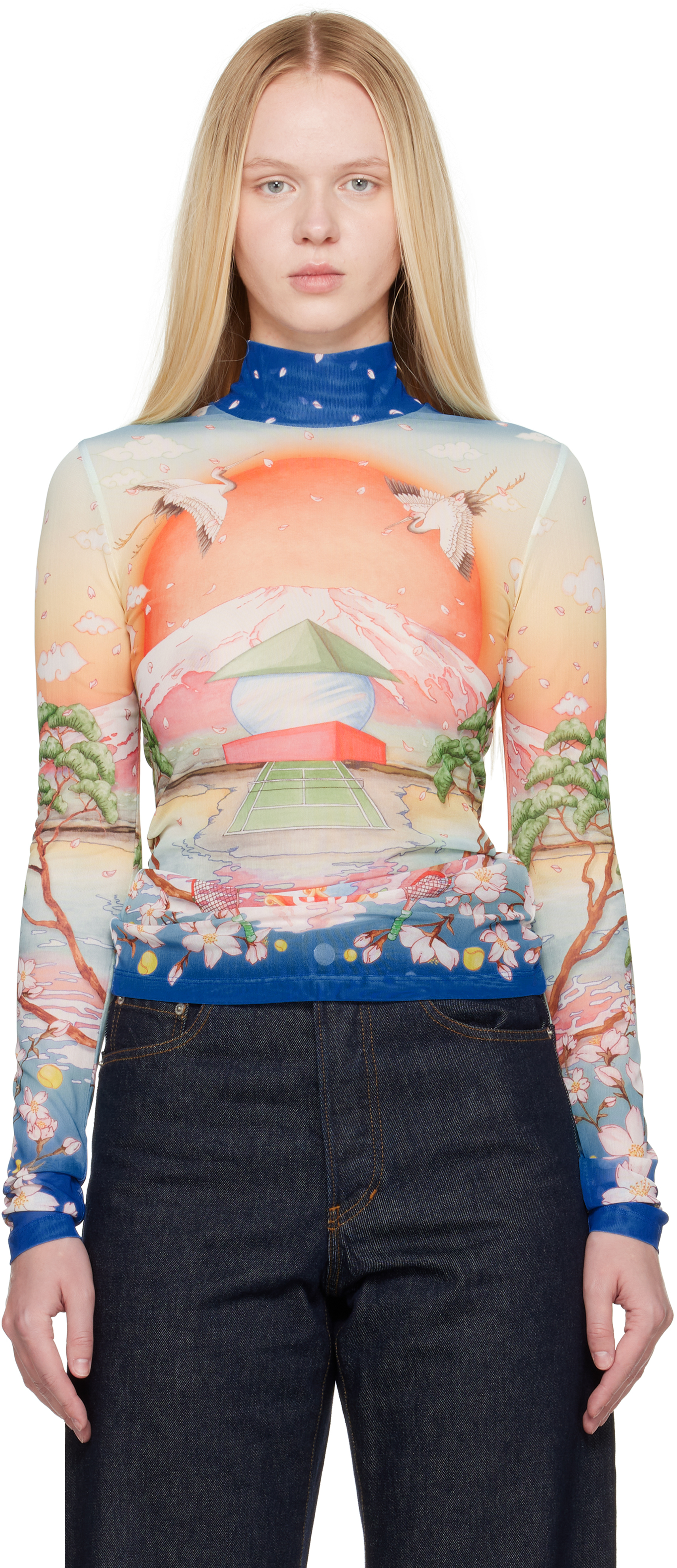 Tシャツ・カットソー CASABLANCA MULTICOLOR TOP Casablanca: Multicolor Printed Mesh Baby T-shirt | SSENSE