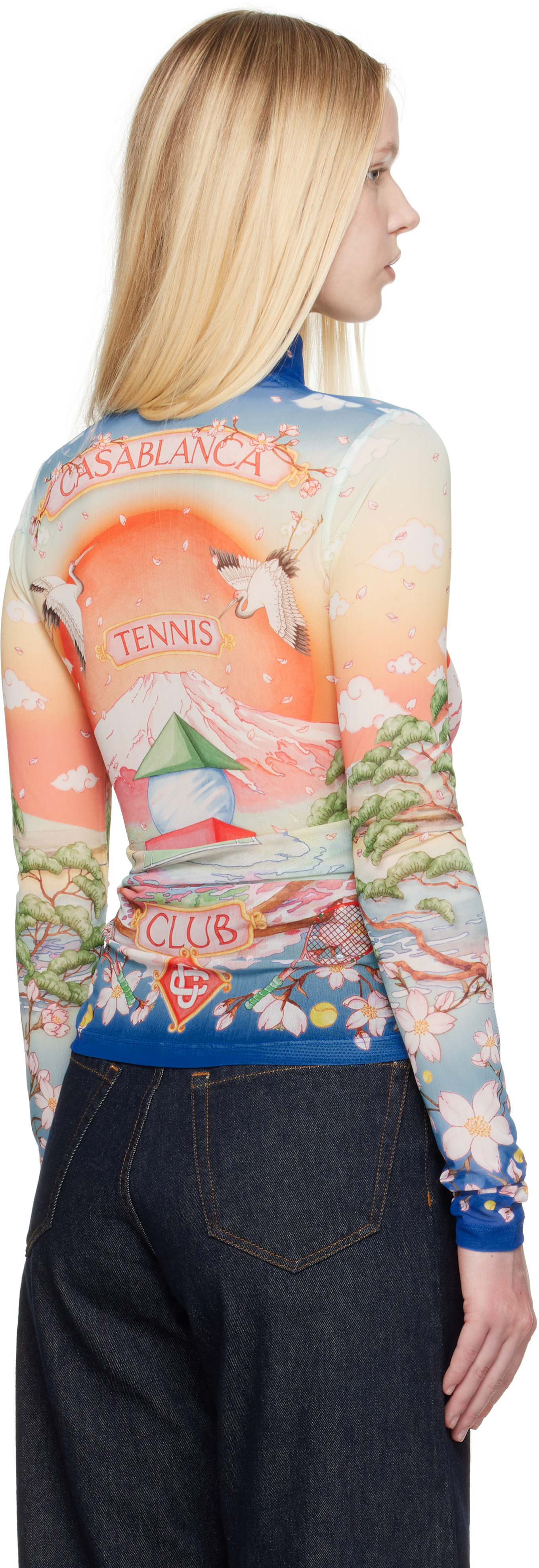 Casablanca Graphic Print High Neck Stretch Top