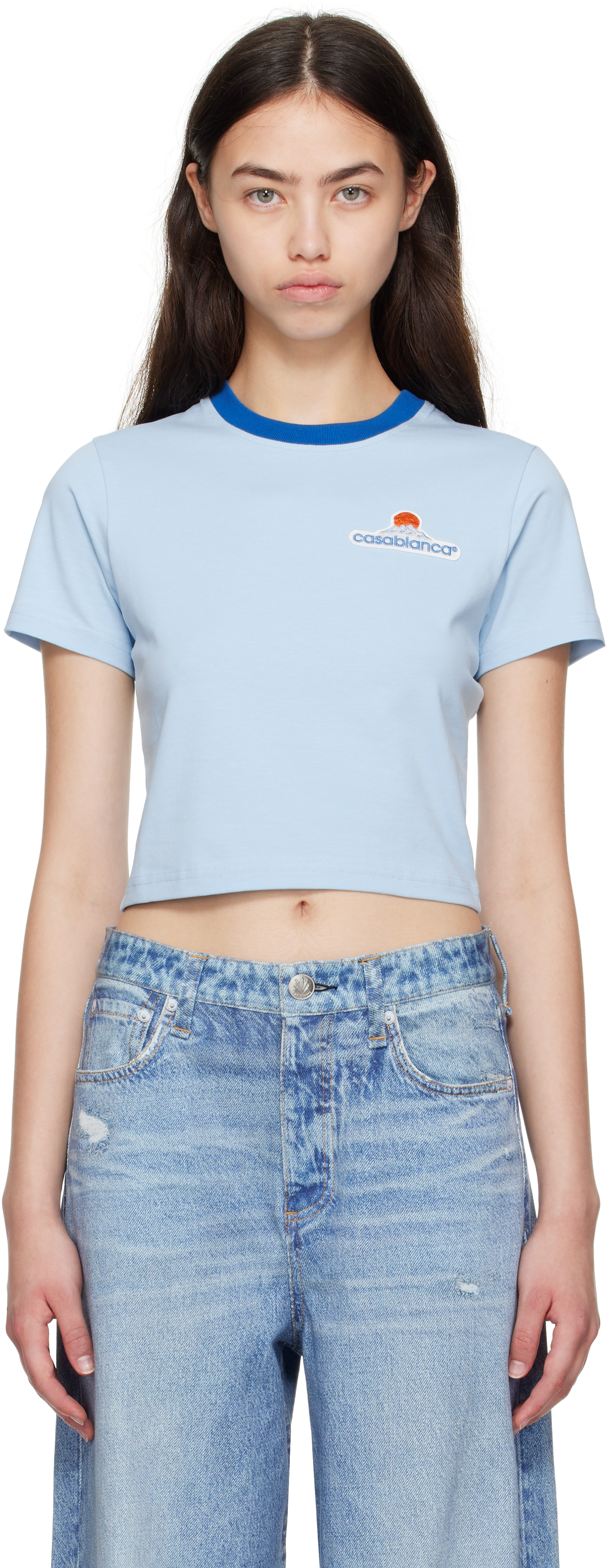 Blue Montage Cropped T-shirt