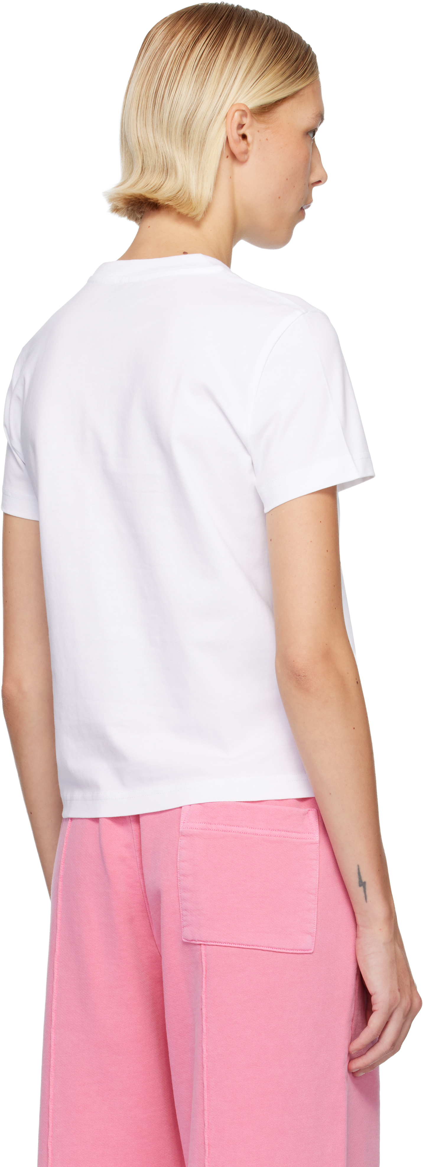 Casablanca White Emblem Fitted Short Sleeve T‑shirt In White
