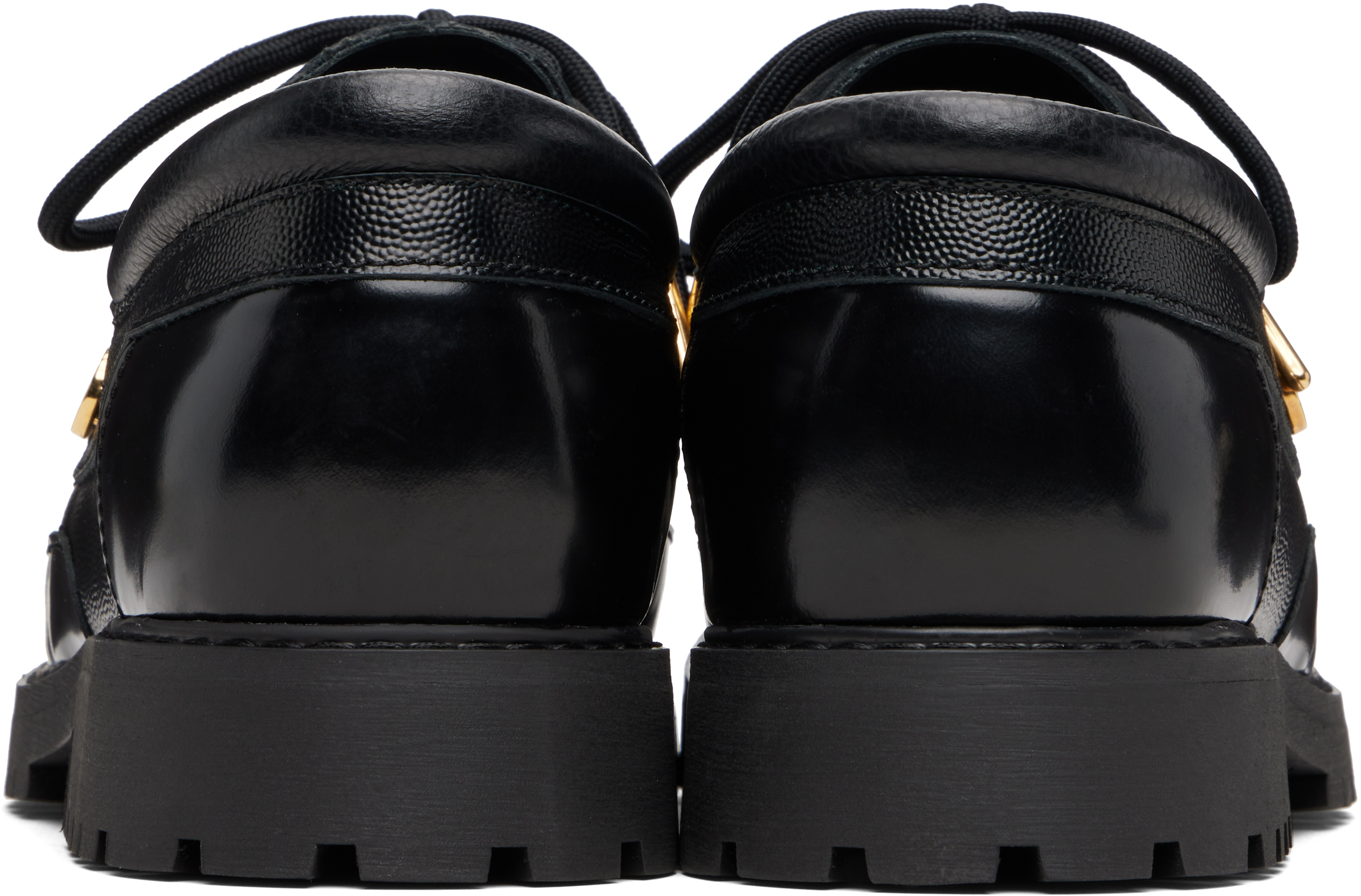 Casablanca Black Leather Boat Shoes In Black