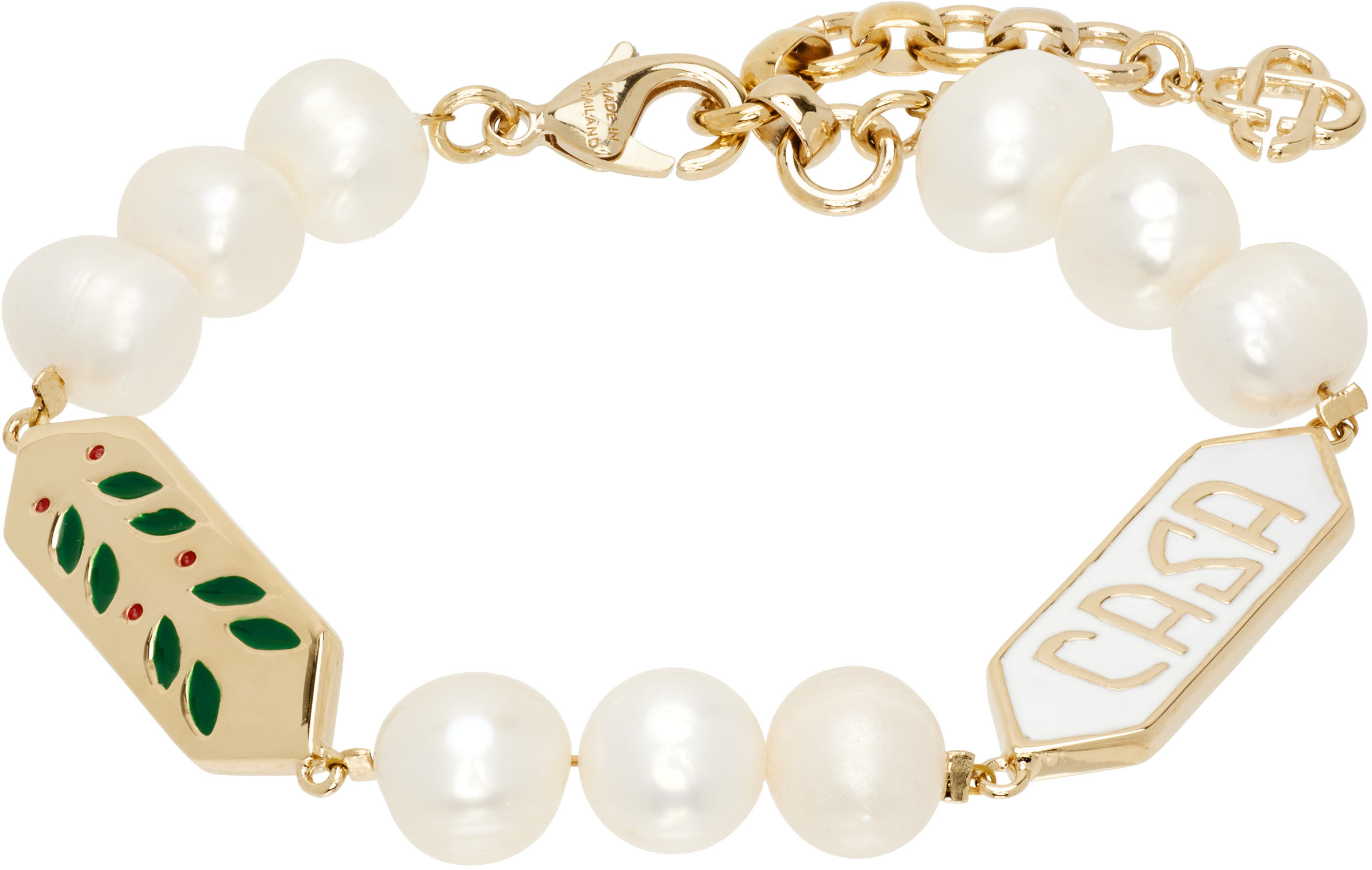Casablanca Laurel Pearl Bracelet In Gold
