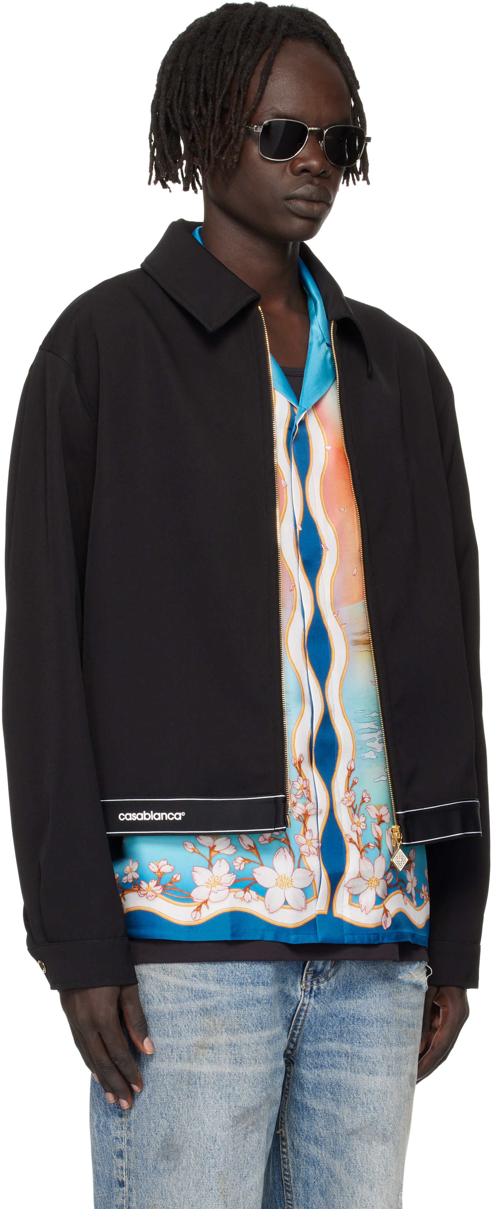 Casablanca Tailored Wool Jacket With Contrasting Logo In Black