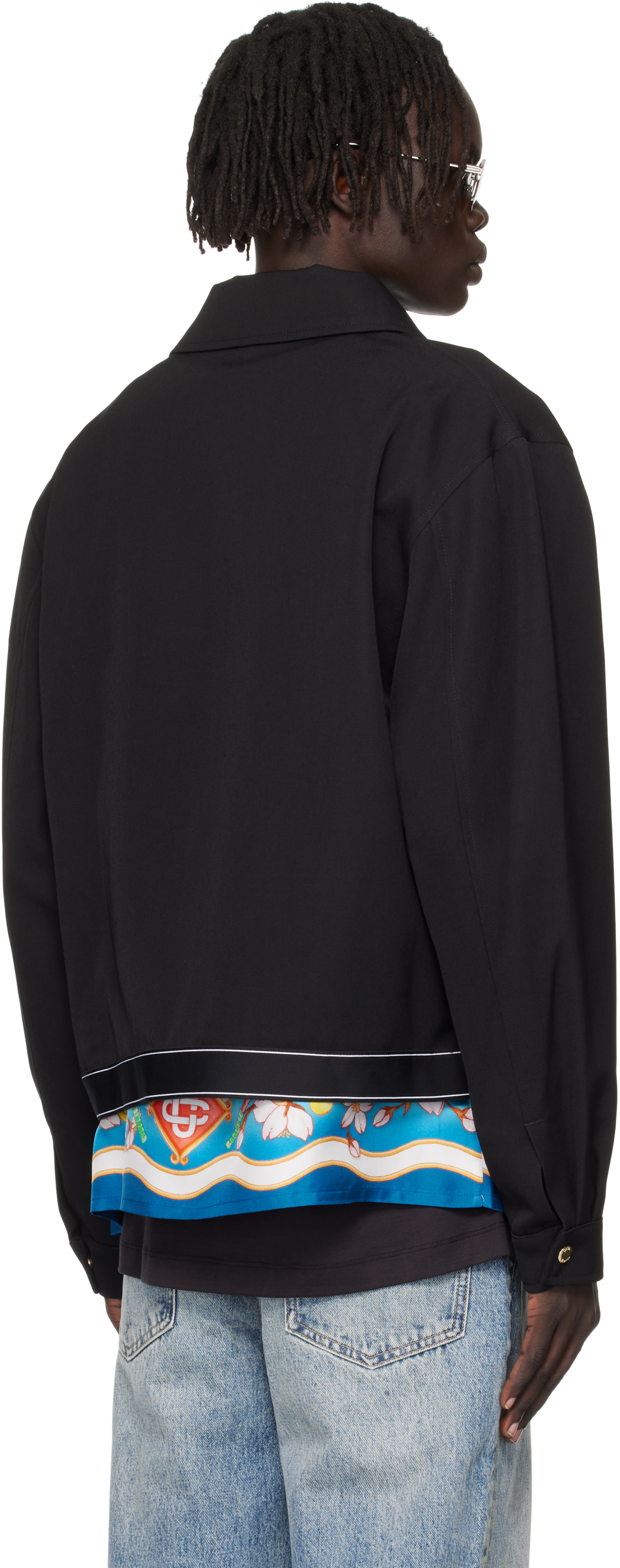 Casablanca Tailored Wool Jacket With Contrasting Logo In Black