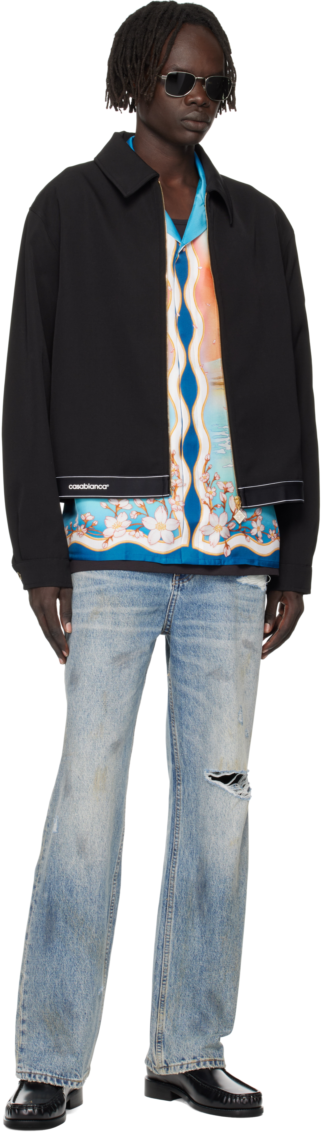 Casablanca Tailored Wool Jacket With Contrasting Logo In Black