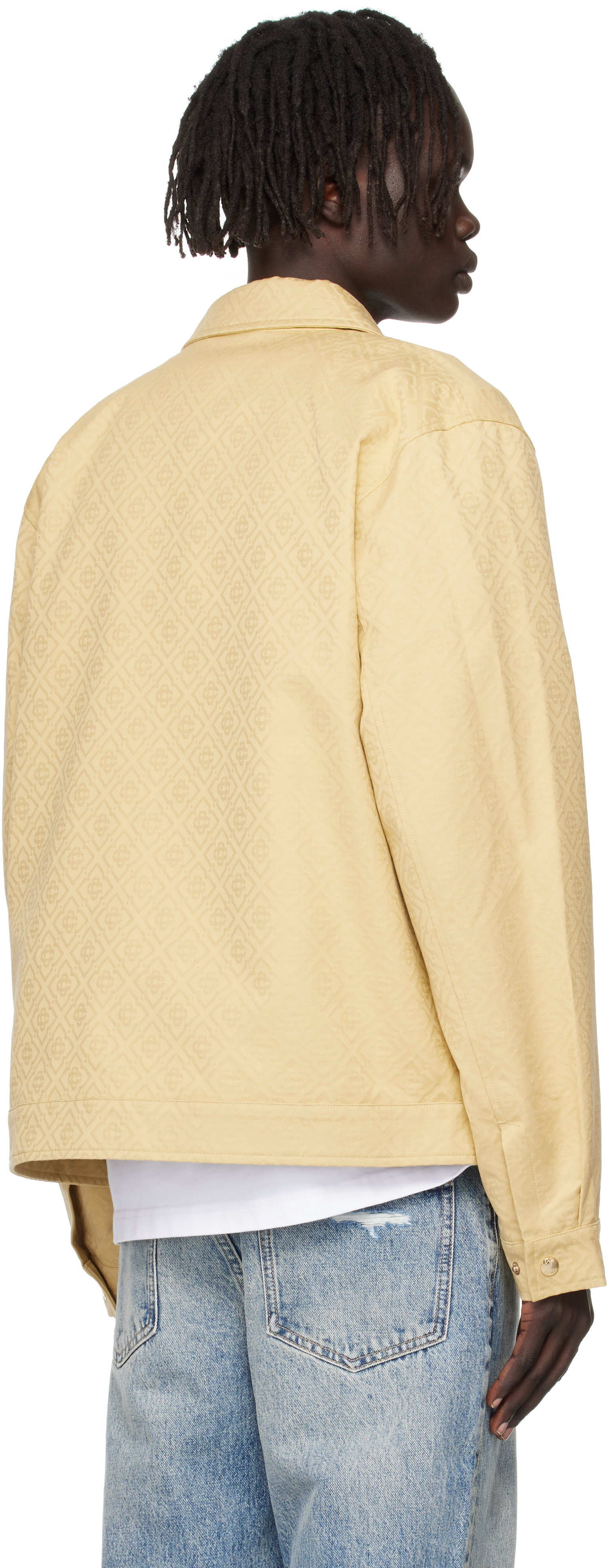 Casablanca Beige Cotton Monogram Jacquard Jacket In Neutral