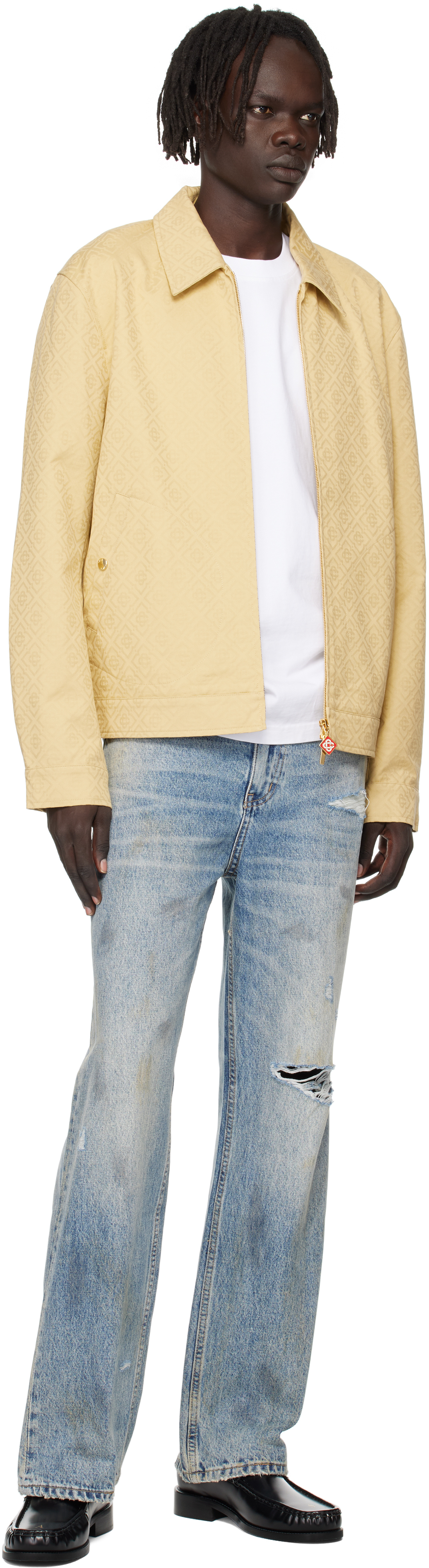 Casablanca Beige Cotton Monogram Jacquard Jacket In Neutral