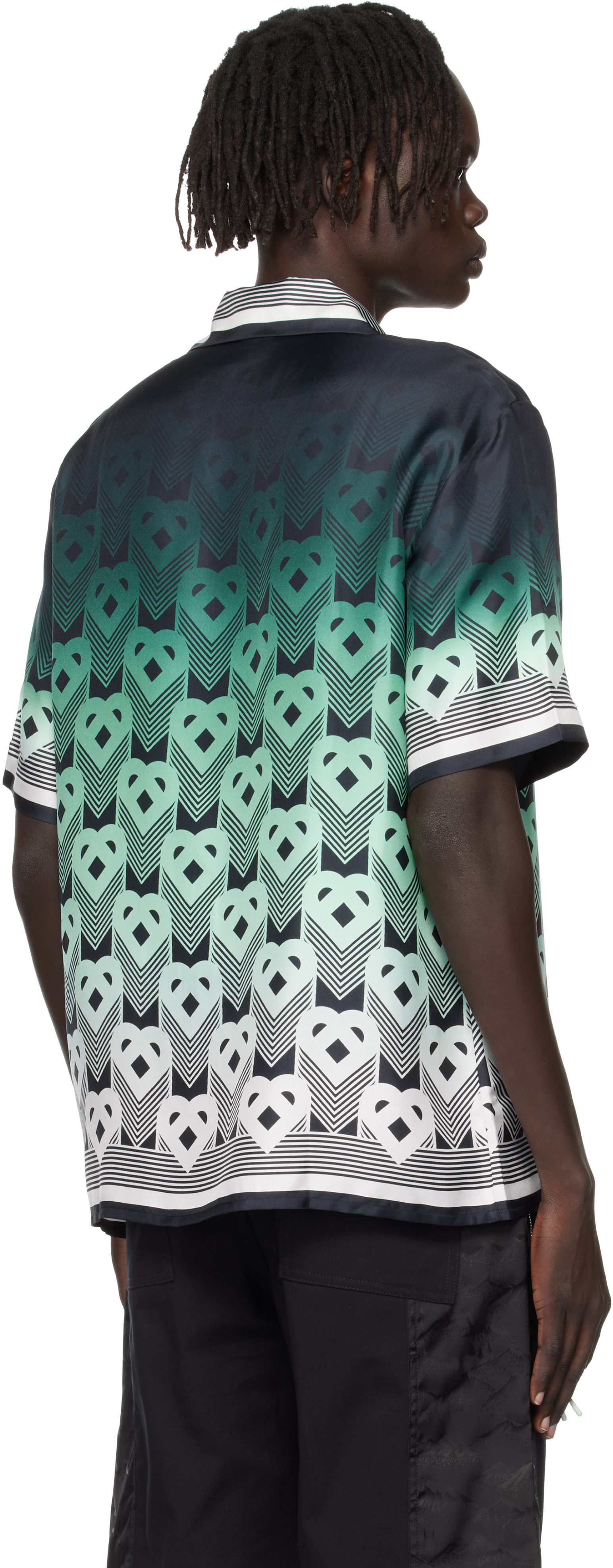 Casablanca Men Gradient Monogram Short Sleeve Silk Shirt In Multi