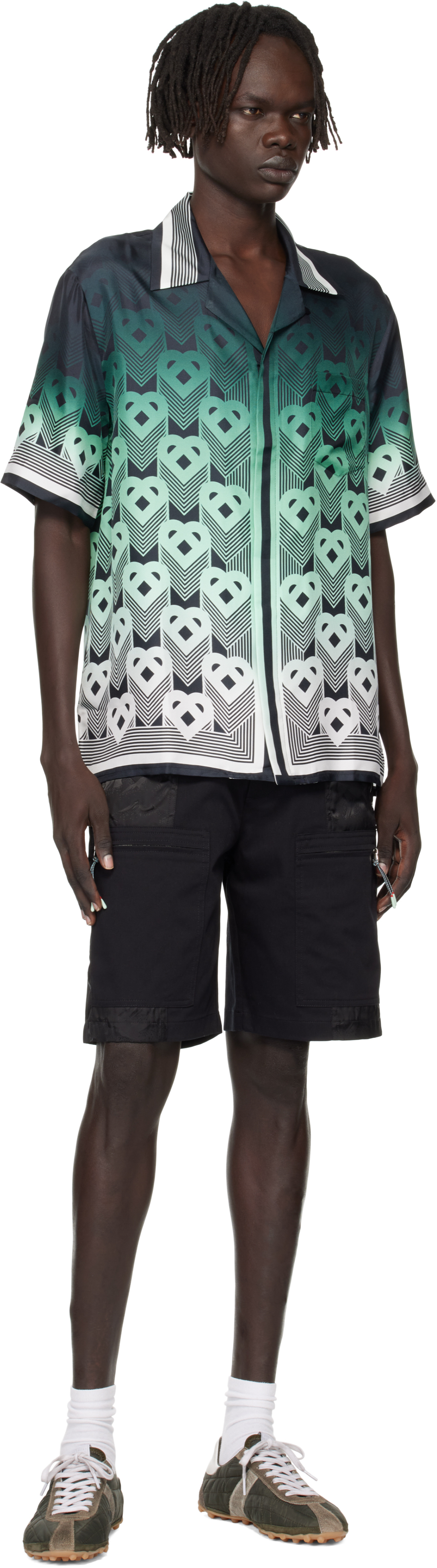 Casablanca Men Gradient Monogram Short Sleeve Silk Shirt In Multi