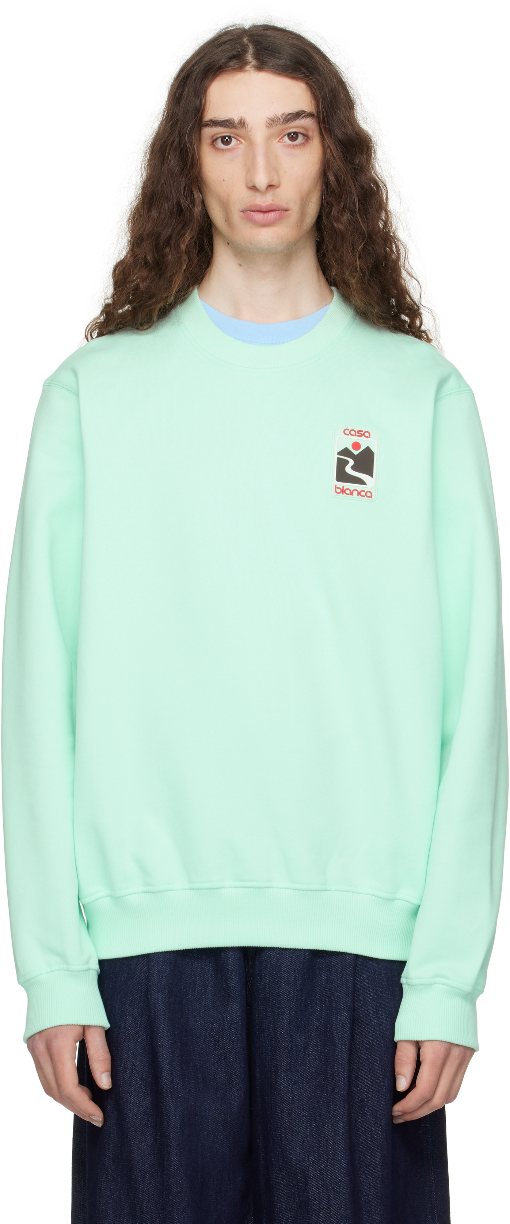 【CASABLANCA】L'Artiste プリントクルーネックスウェットシャツ casablanca-green-sunset-valley