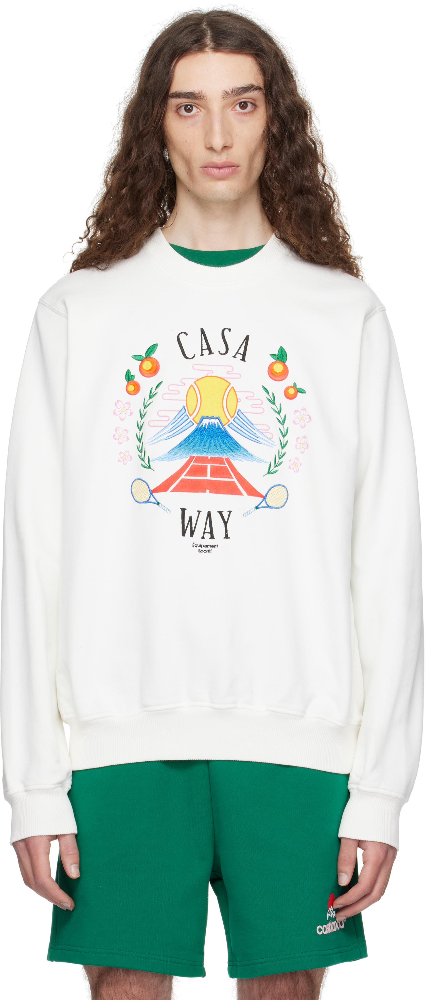 【CASABLANCA】L'Artiste プリントクルーネックスウェットシャツ casablanca-green-sunset-valley
