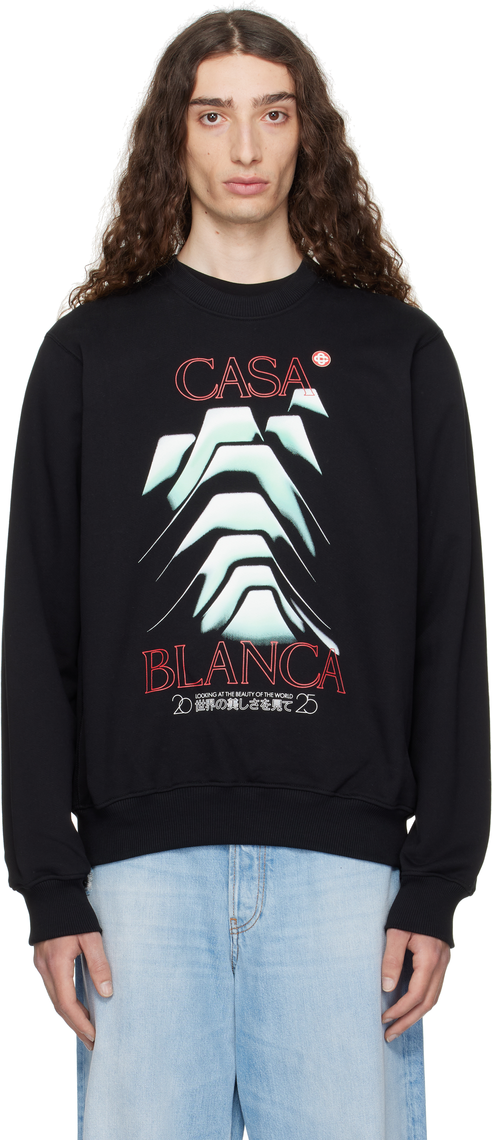 Black Frosty Mountain Printed Sweatshirt