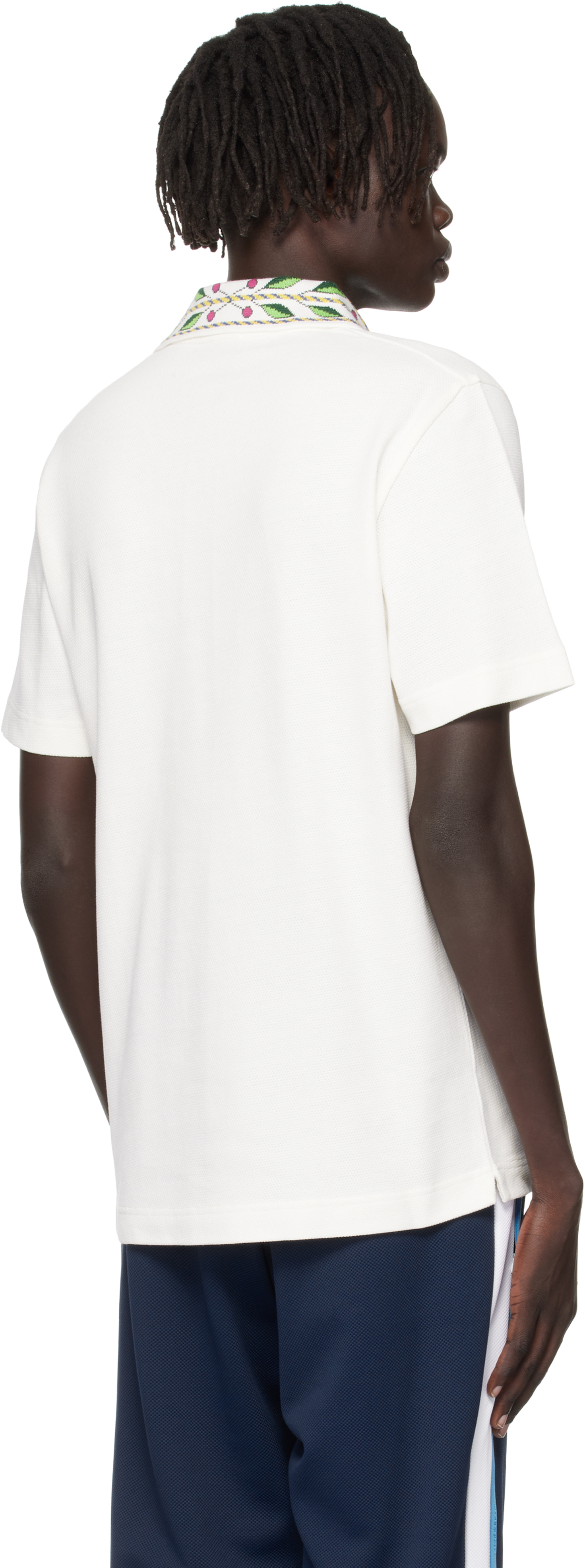 Casablanca Polo Shirt With Short Sleeves And Embroidered Collar In White