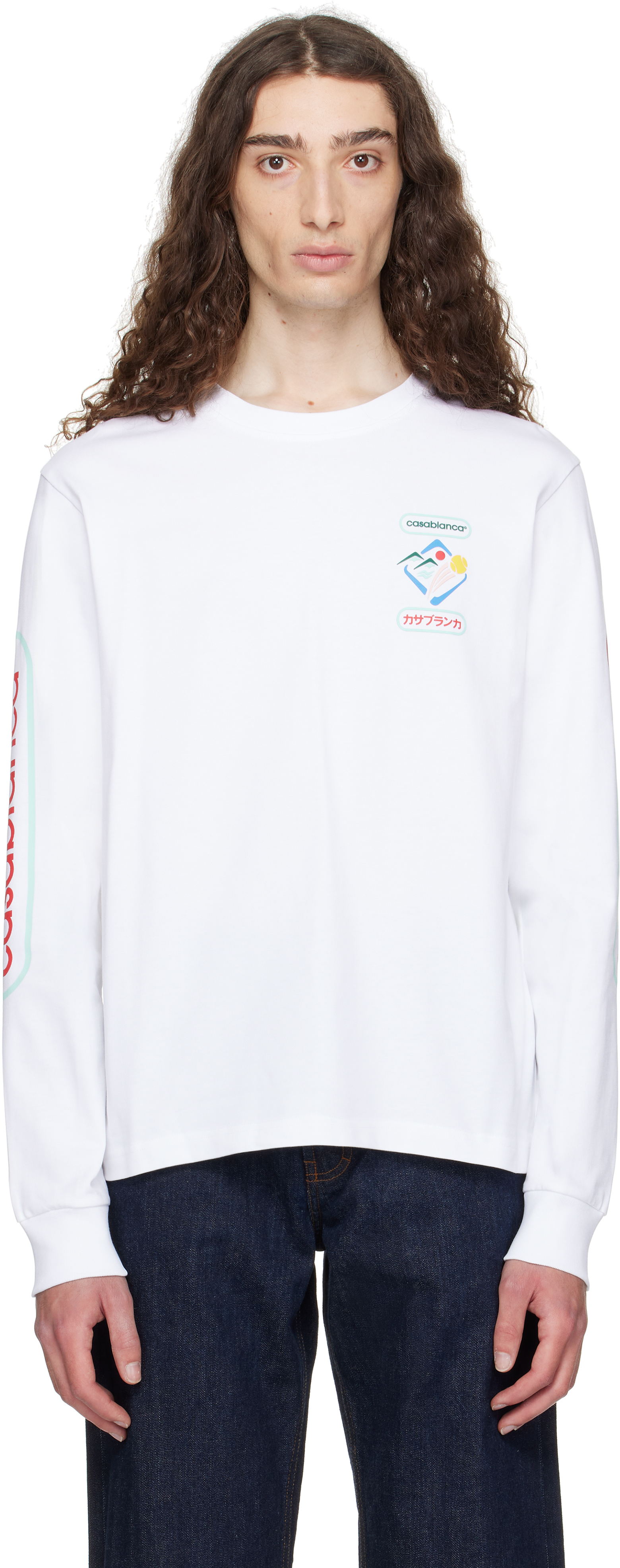 Casablanca: White Fuji Dream Long Sleeve T-shirt | SSENSE