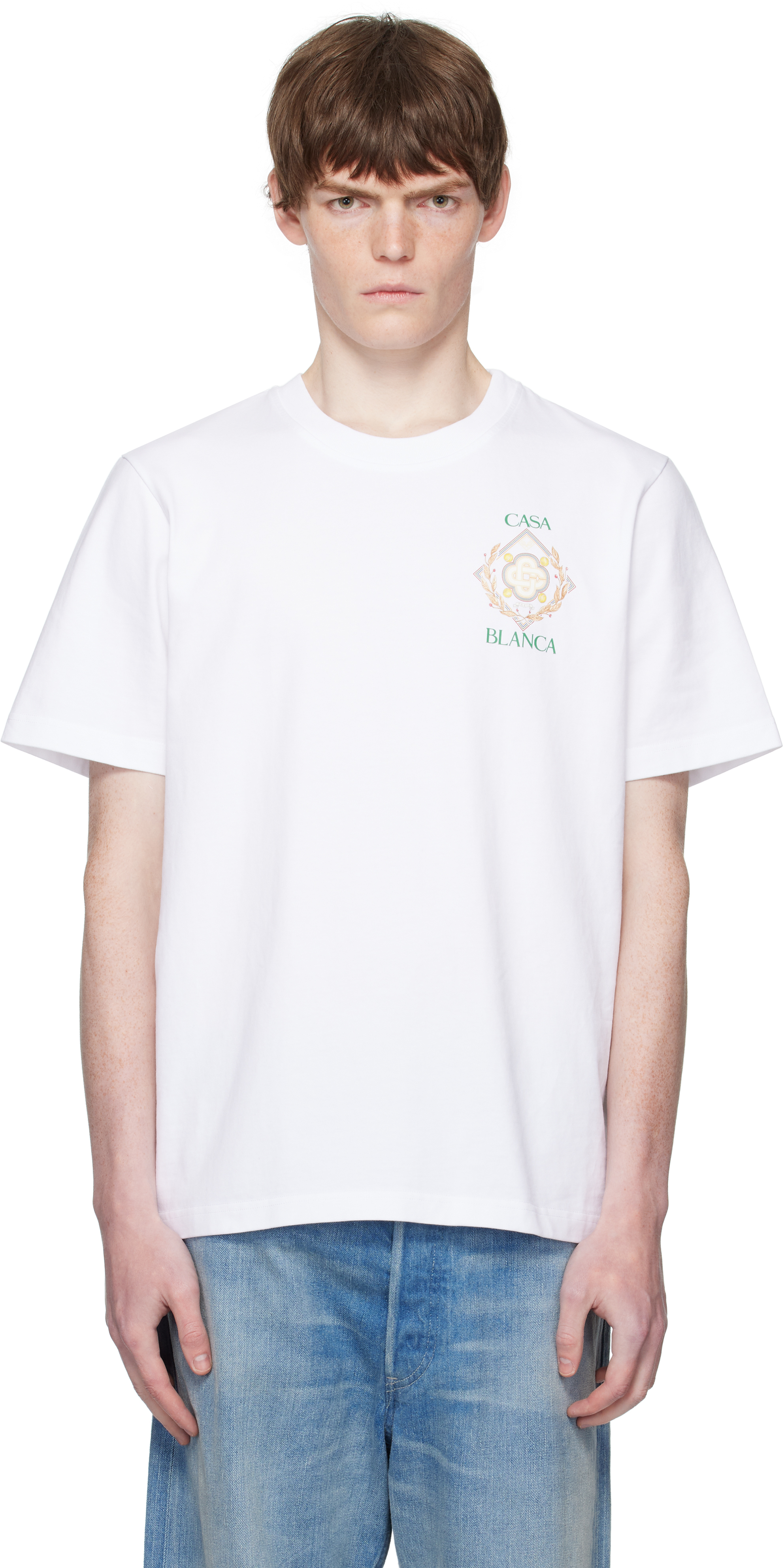 White Championship Diamond Printed T-shirt