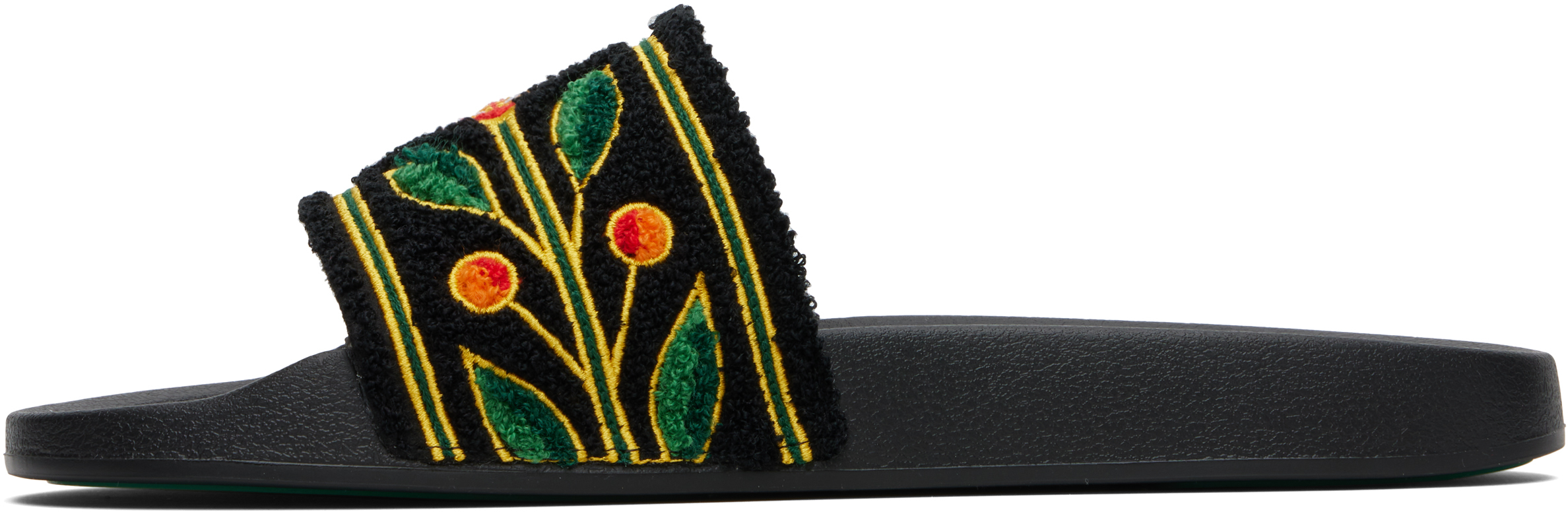 Casablanca Embroidered Terry-cloth Slides In Black