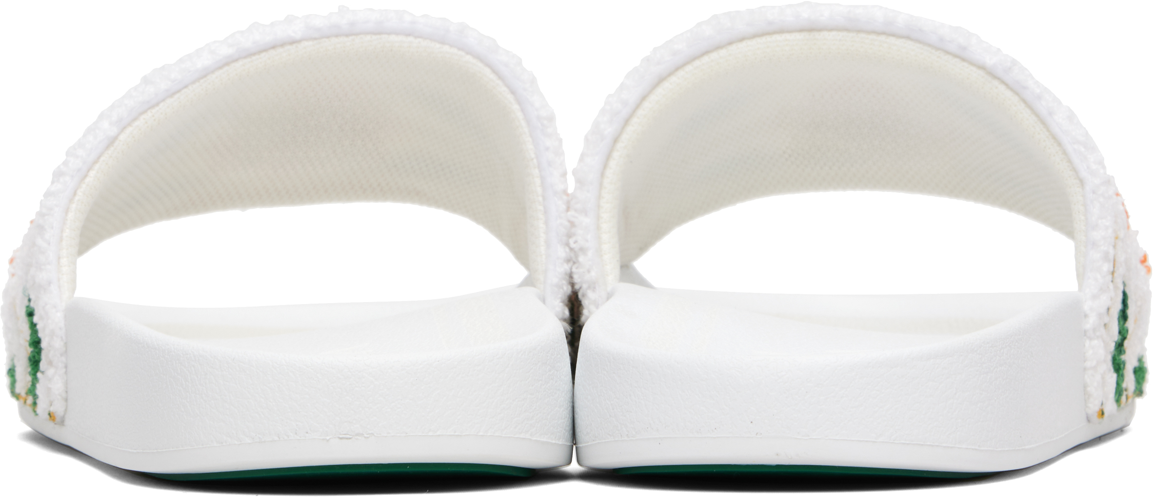Casablanca Embroidered Terry Strap Flat Sole Sliders In White