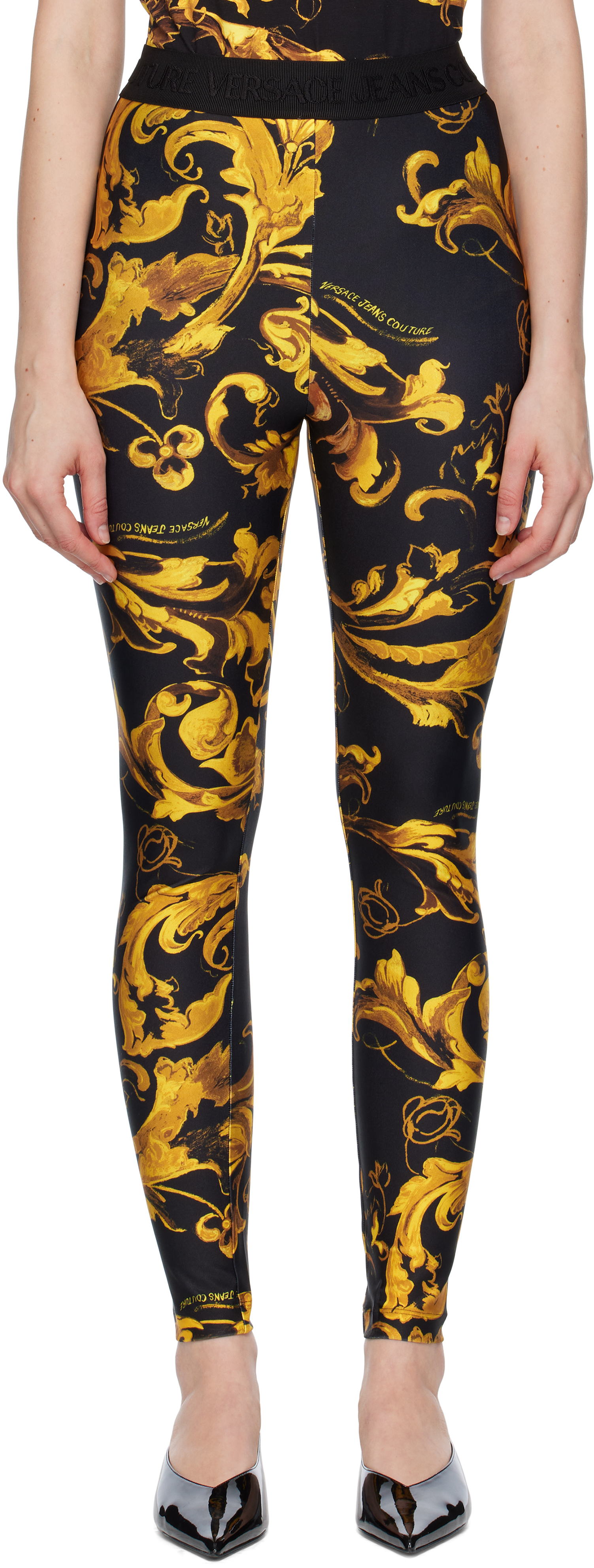 【関税込み】Versace Jeans Couture ブラウン フレア レギンス Versace Jeans Couture ウィメンズ レギンス | SSENSE 日本