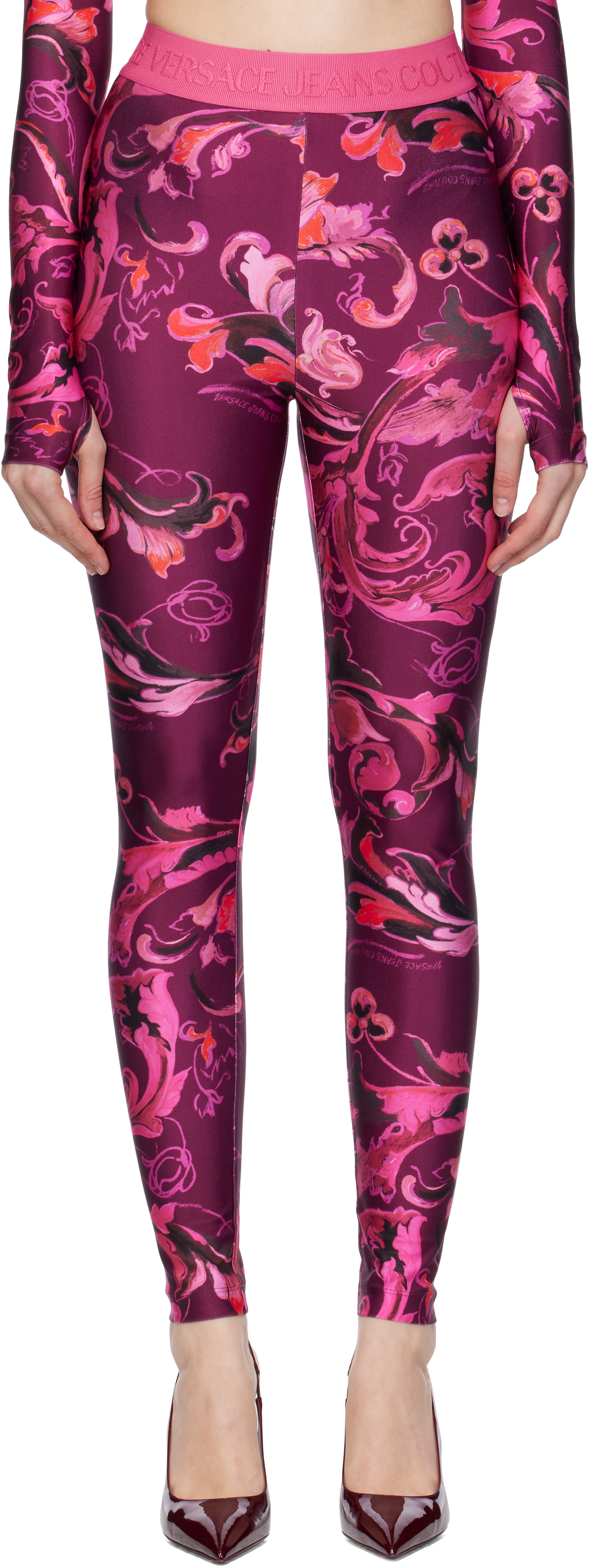 【関税込み】Versace Jeans Couture ブラウン フレア レギンス Versace Jeans Couture ウィメンズ レギンス | SSENSE 日本