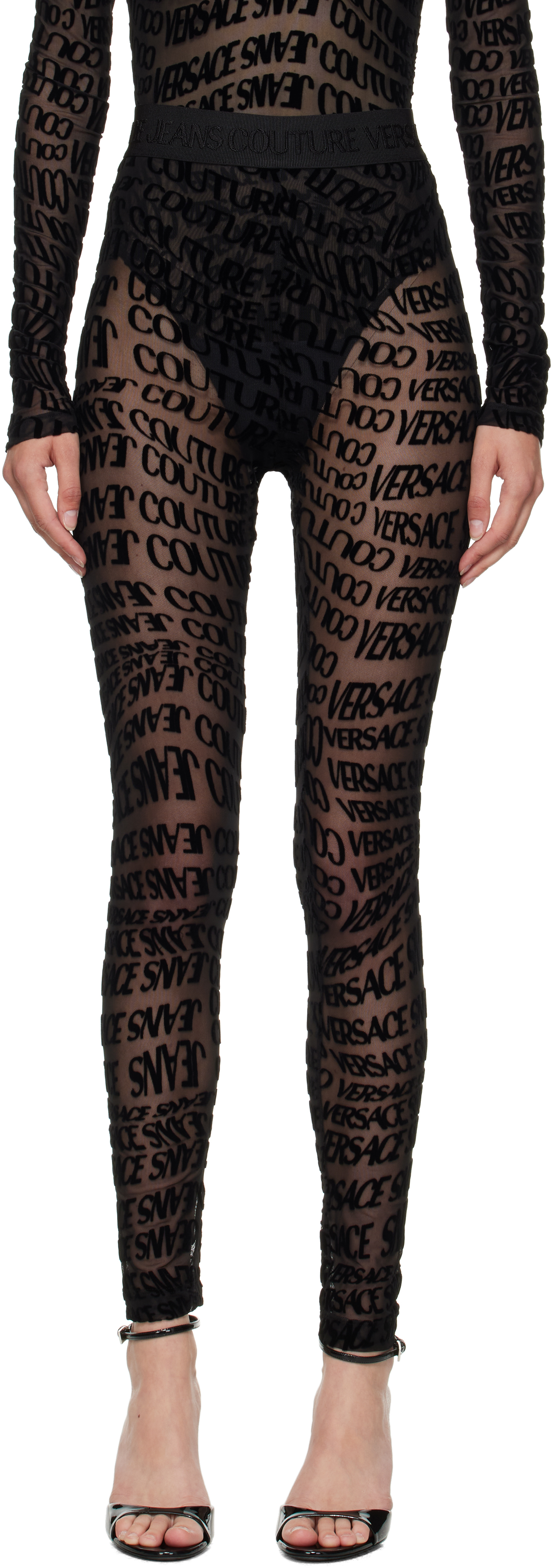 Black Tulle Flock Liquify Leggings