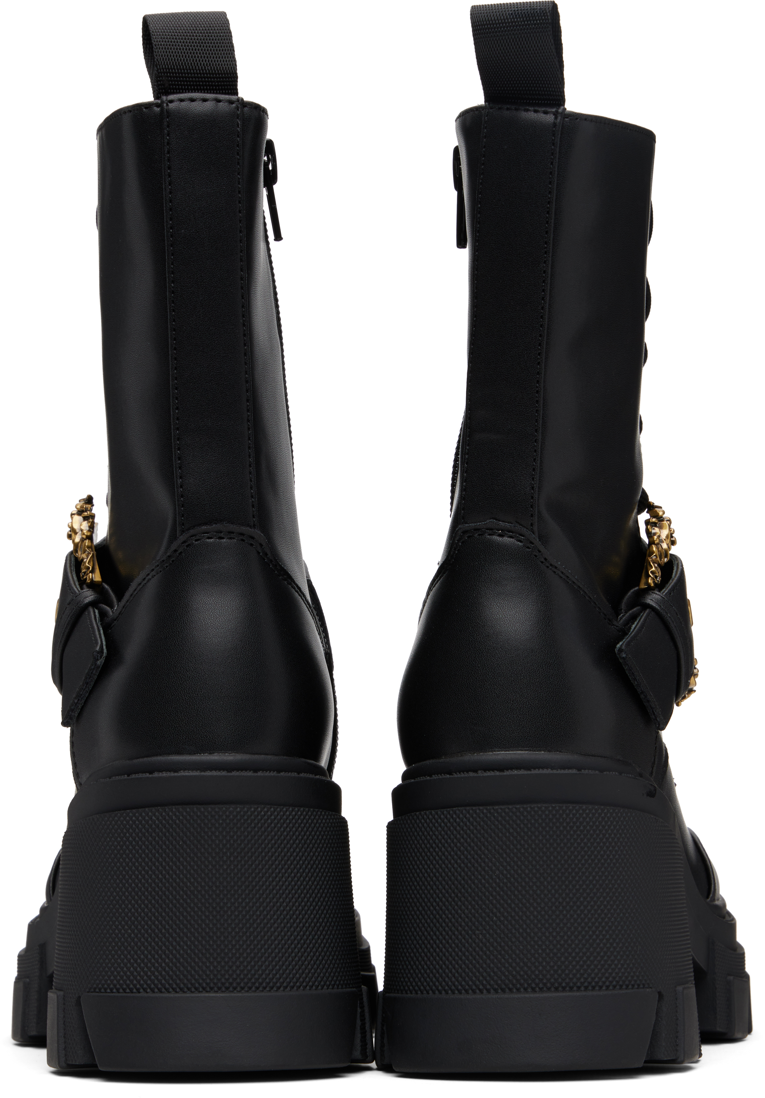Versace Jeans Couture Black Baroque Buckle Drew Boots In Black
