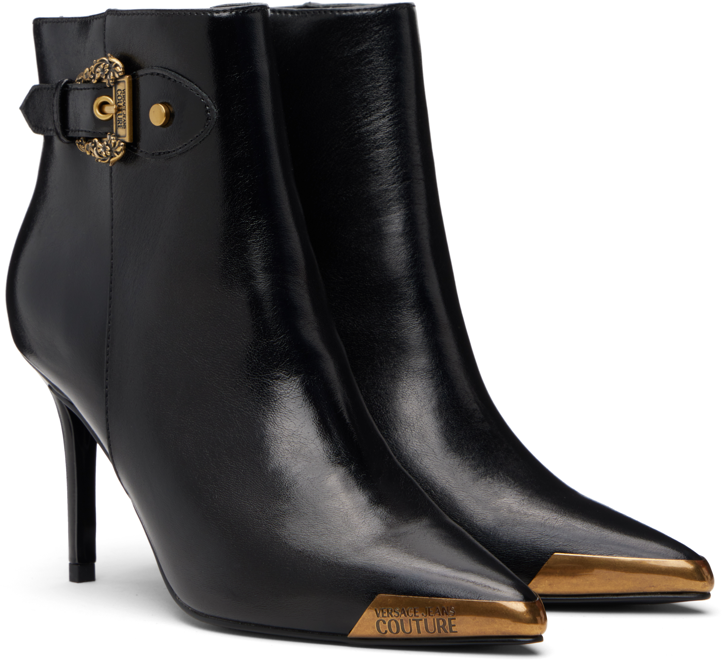 Versace Jeans Couture 90mm Scarlett Buckle-detail Ankle Boots In Black