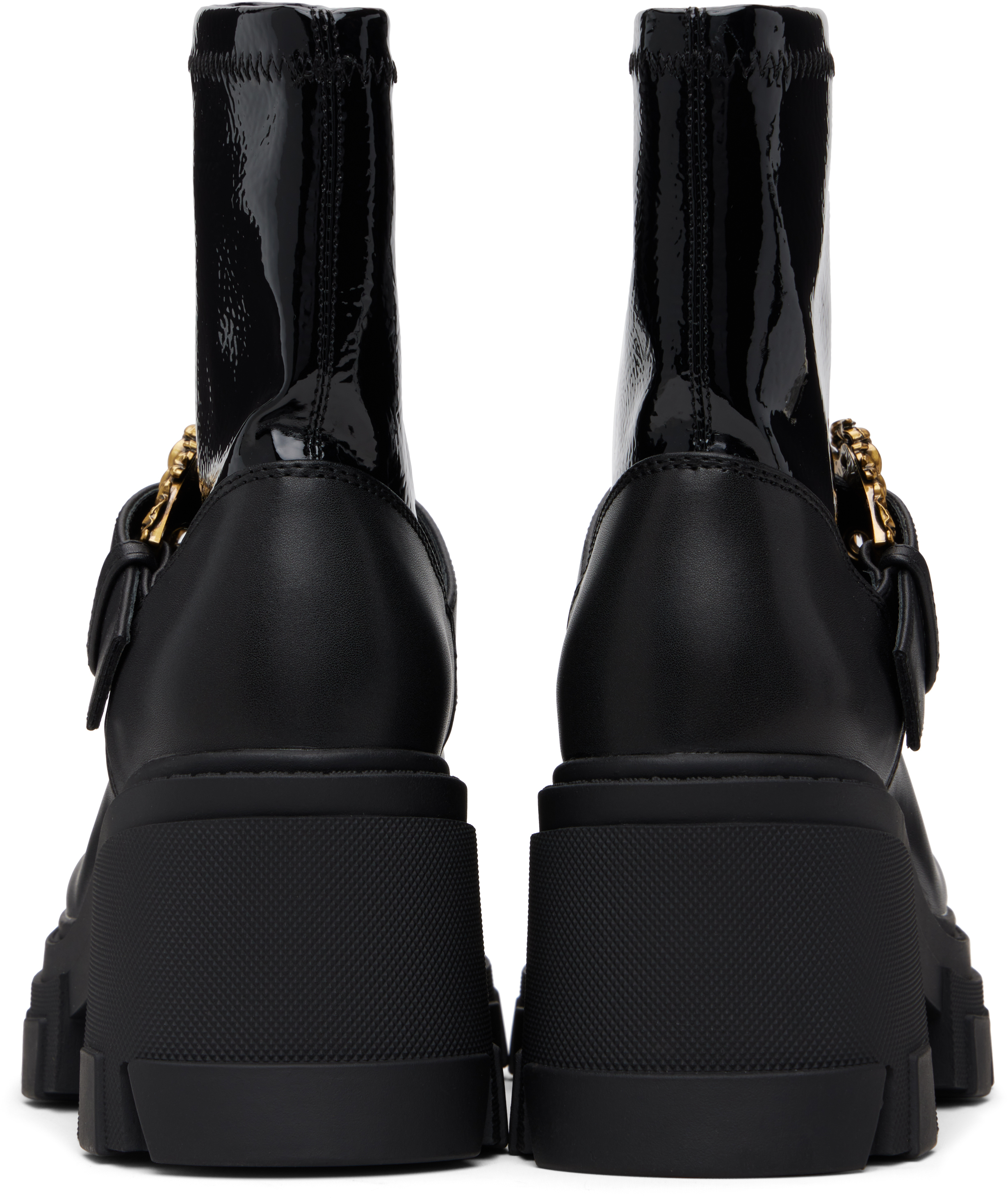 Versace Jeans Couture Black Sophie Baroque Buckle Boots In Black