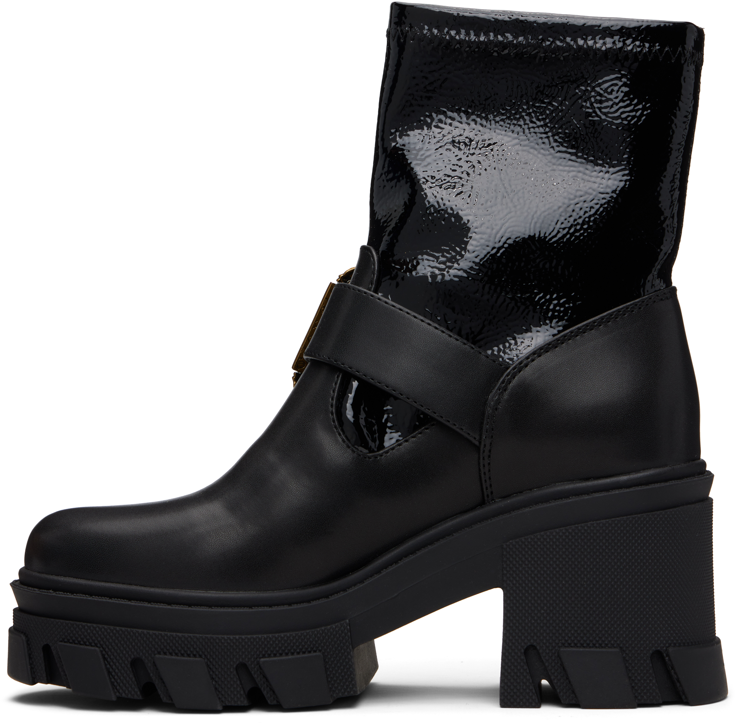 Versace Jeans Couture Black Sophie Baroque Buckle Boots In Black