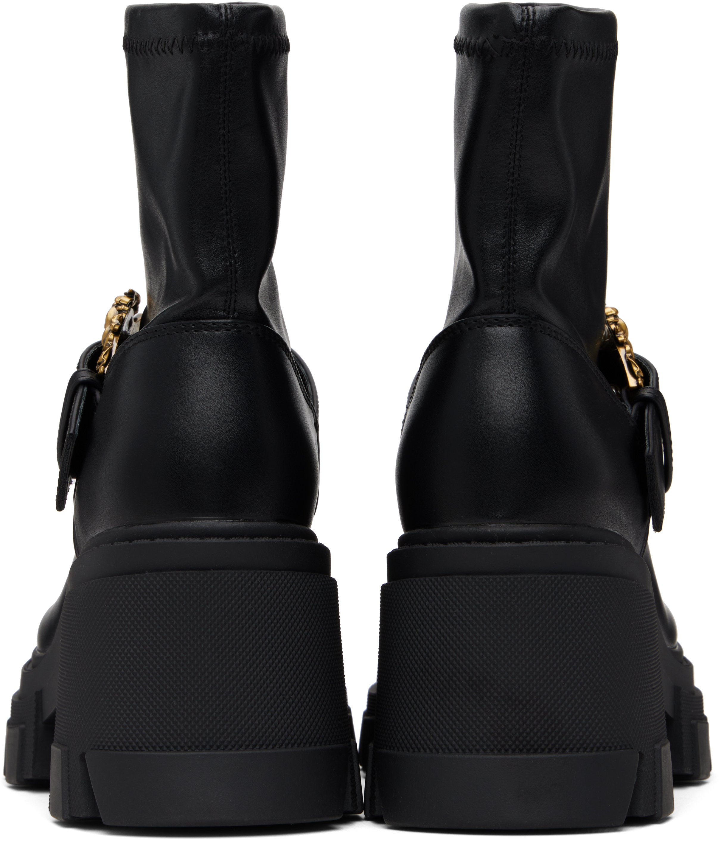 Versace Jeans Couture Black Sophie Baroque Buckle Boots In Black