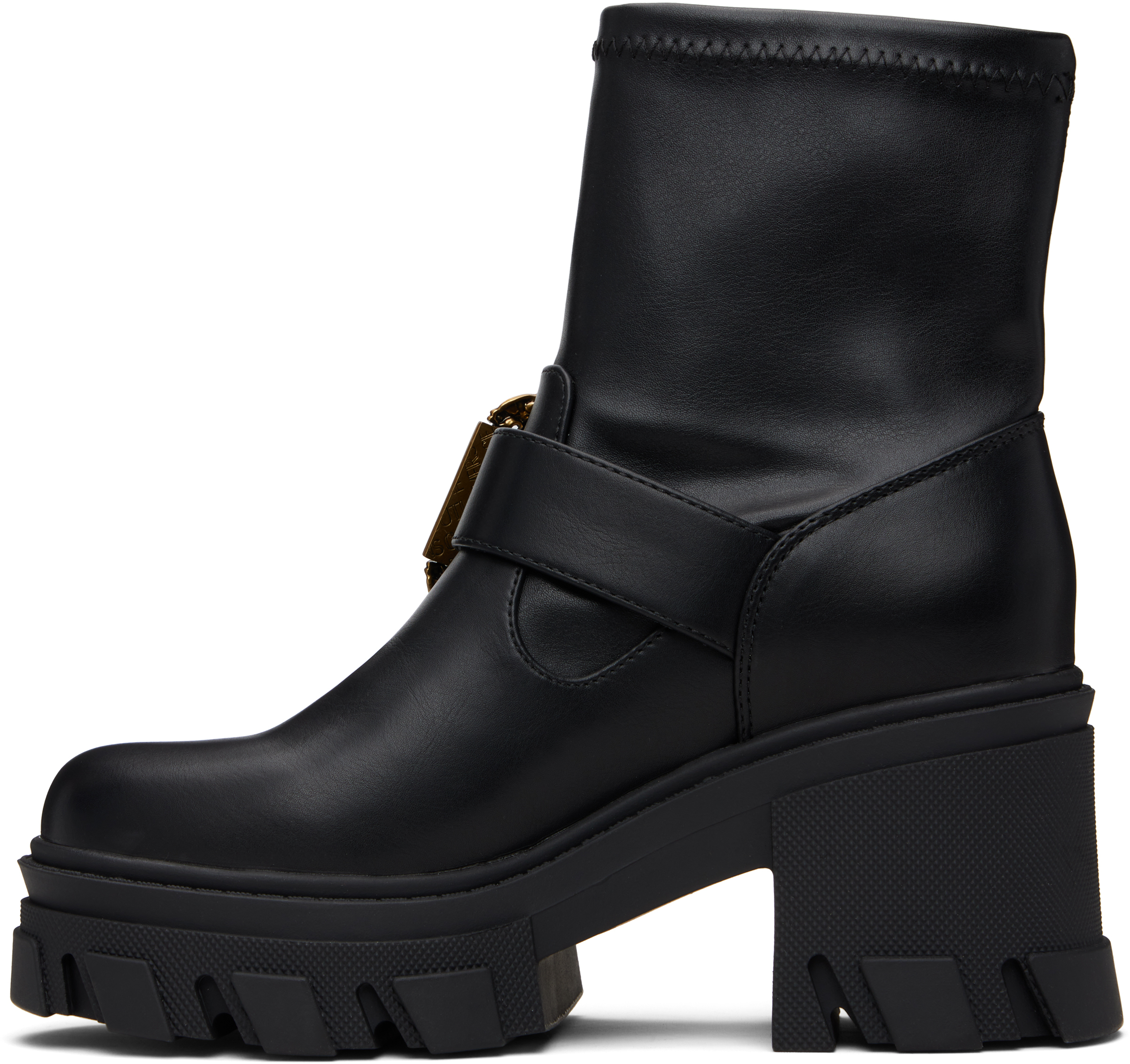 Versace Jeans Couture Black Sophie Baroque Buckle Boots In Black