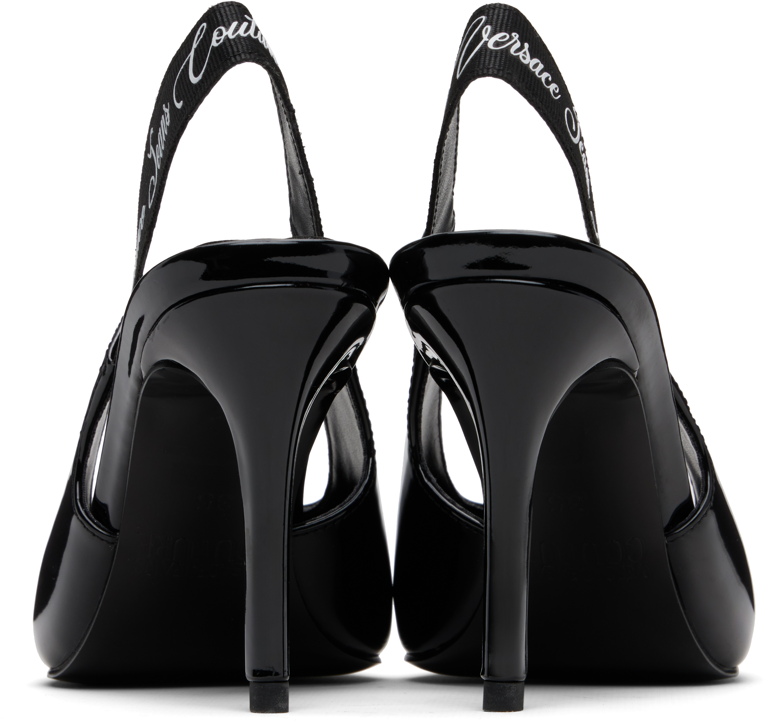 Versace Jeans Couture Pointed Toe Pumps With Slingback Strap In Black