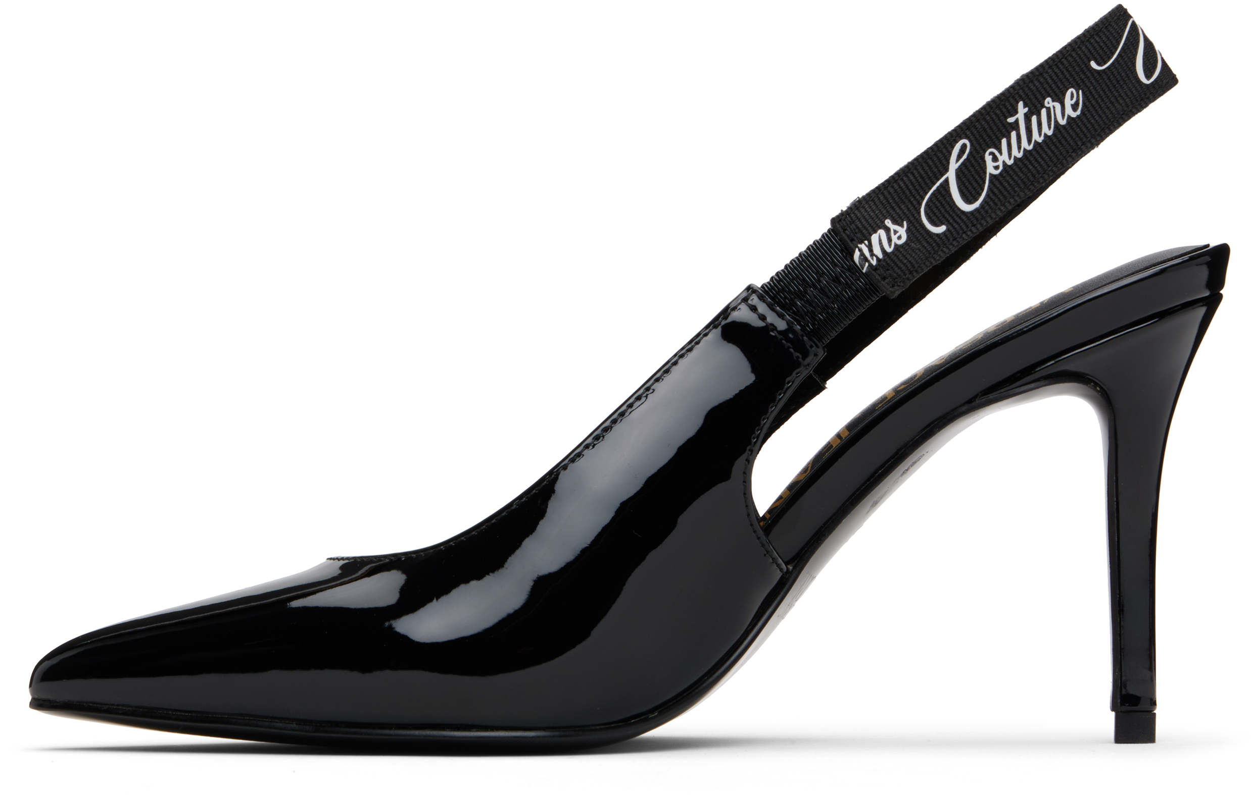 Versace Jeans Couture Pointed Toe Pumps With Slingback Strap In Black