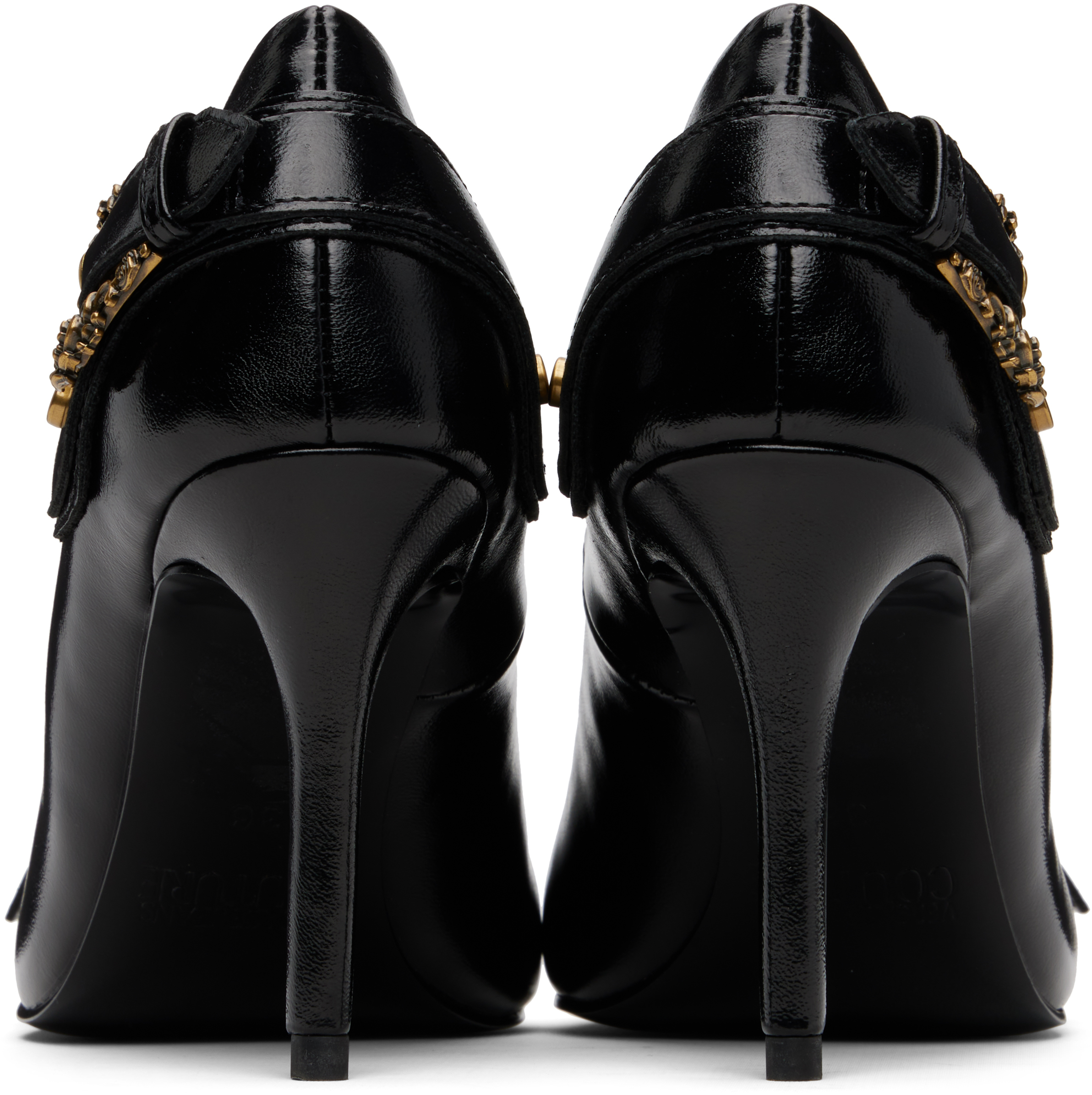 Versace Jeans Couture Black Scarlett Baroque Buckle Heels In Black