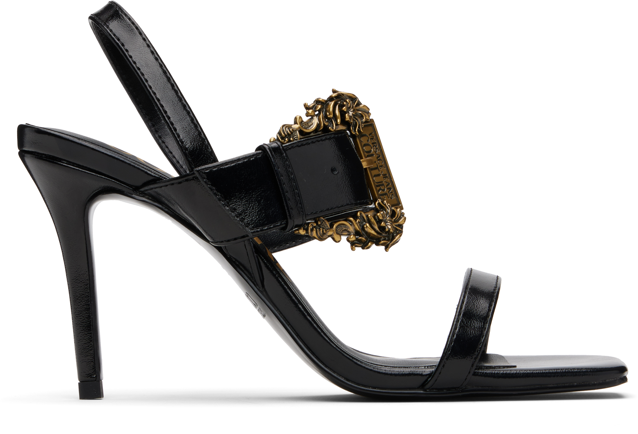 Black Baroque Buckle Emily Sandals