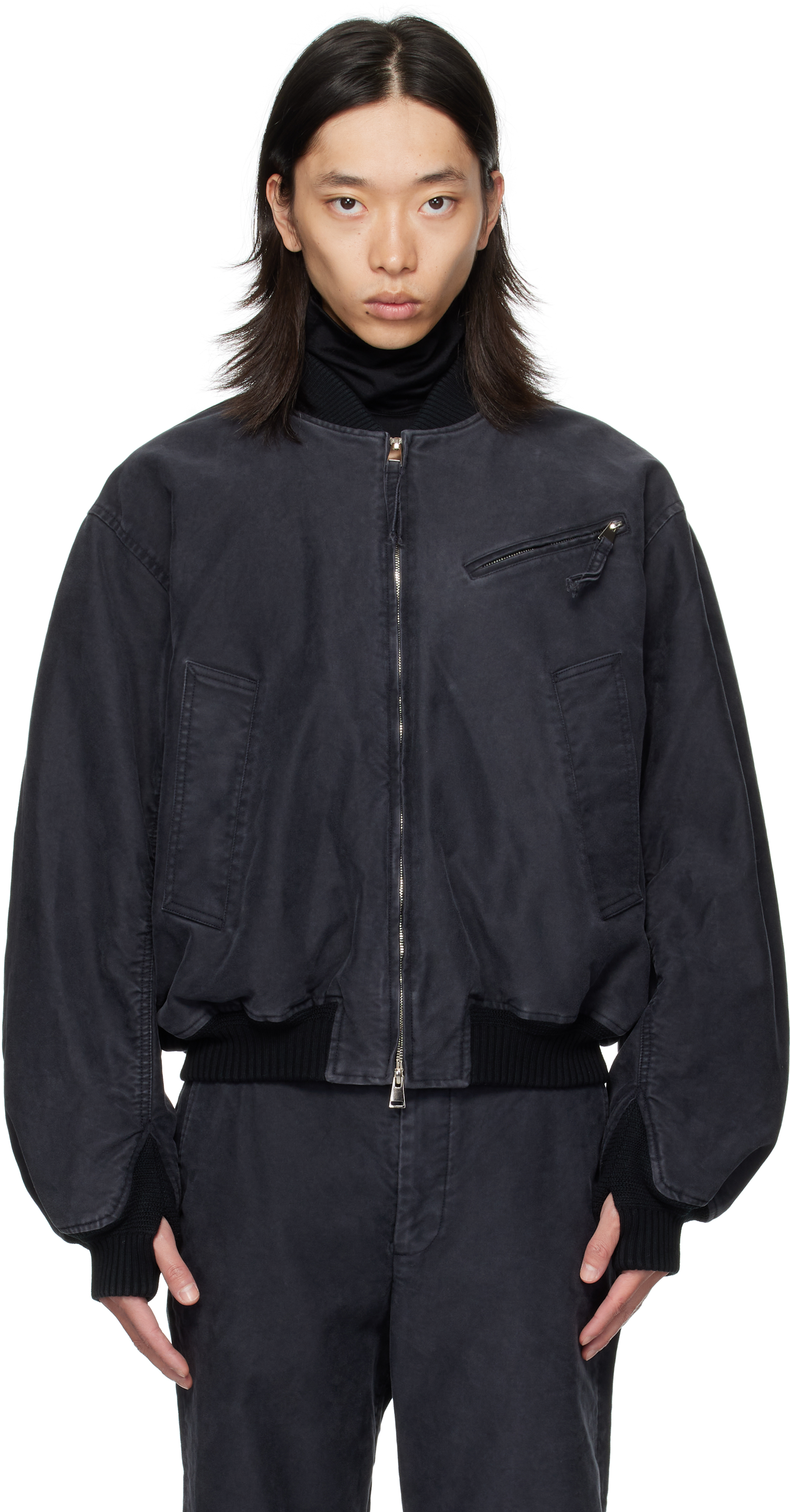 Ouat Black Faded Bomber Jacket In Black
