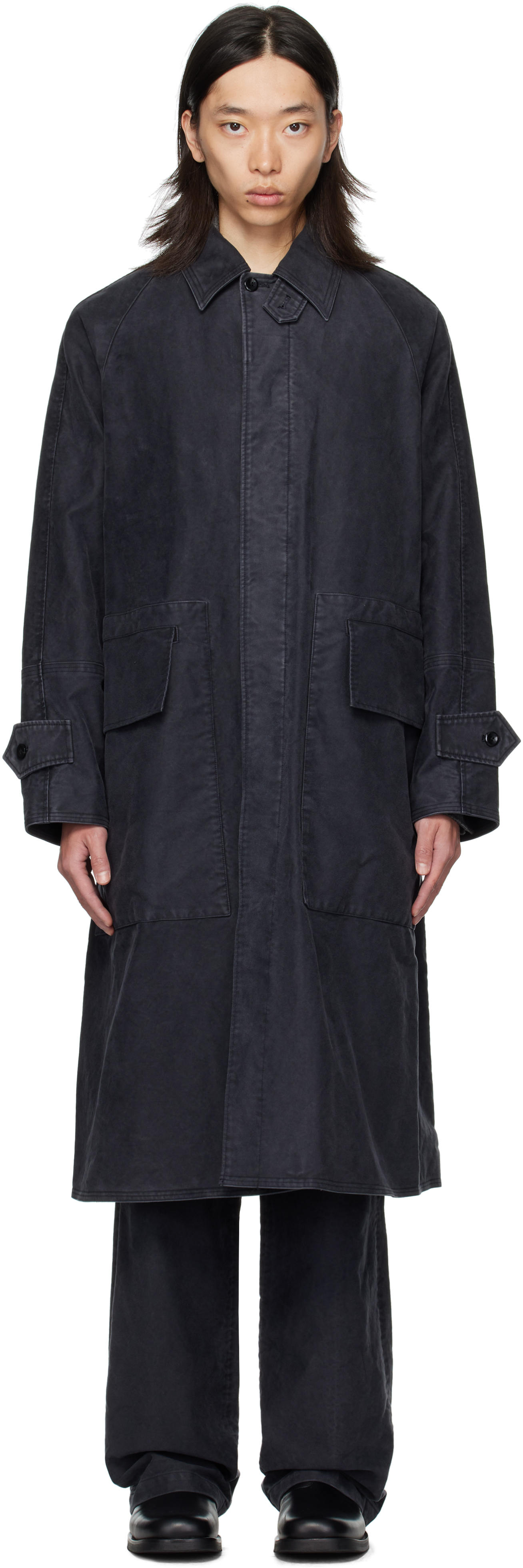 Ouat Black Mac Coat In Black