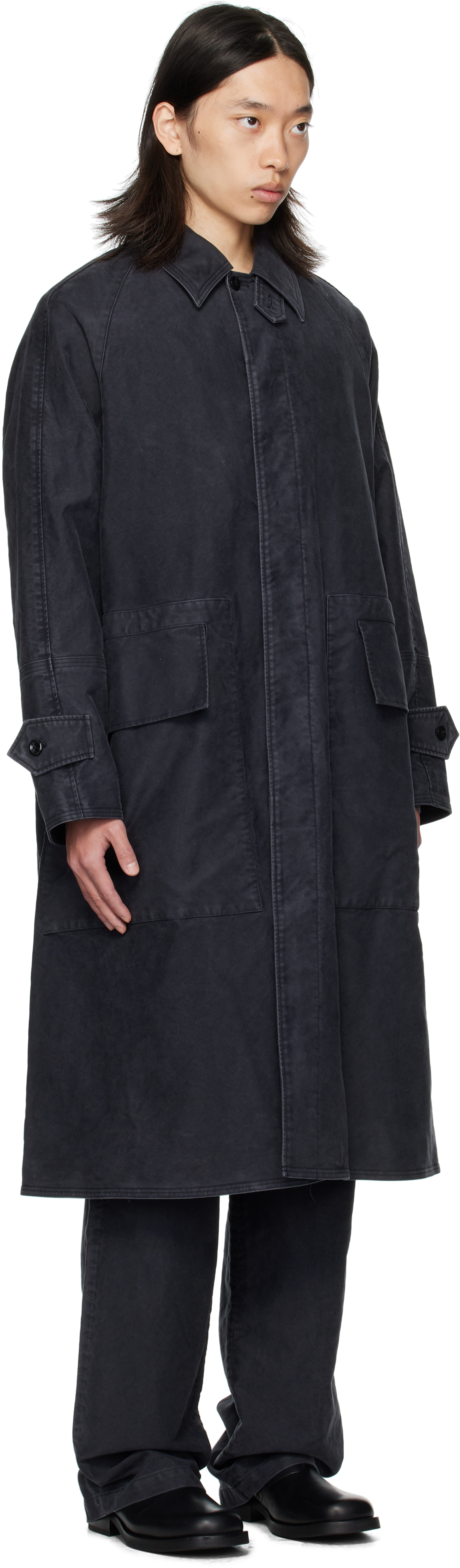 Ouat Black Mac Coat In Black