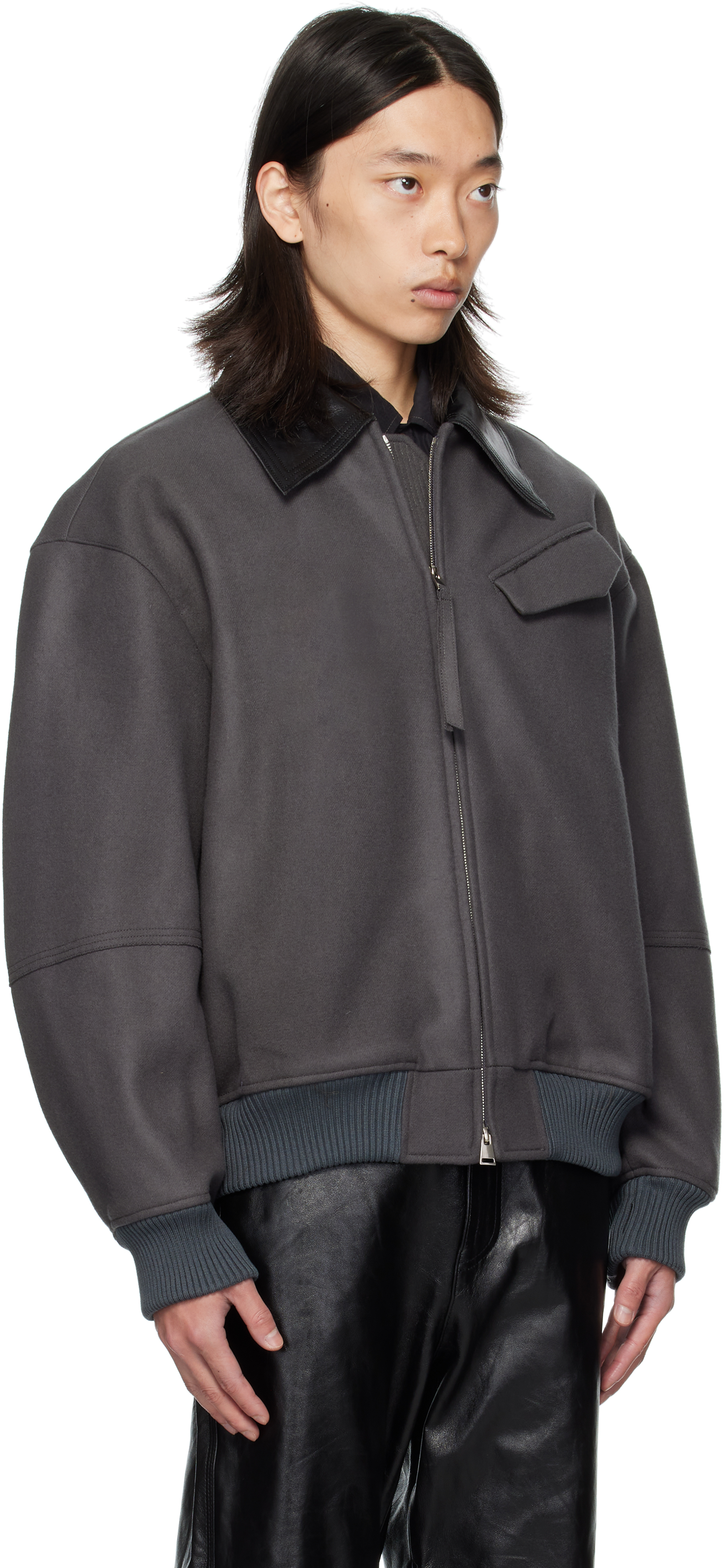 Ouat Gray Meta Blouson Jacket In Brown