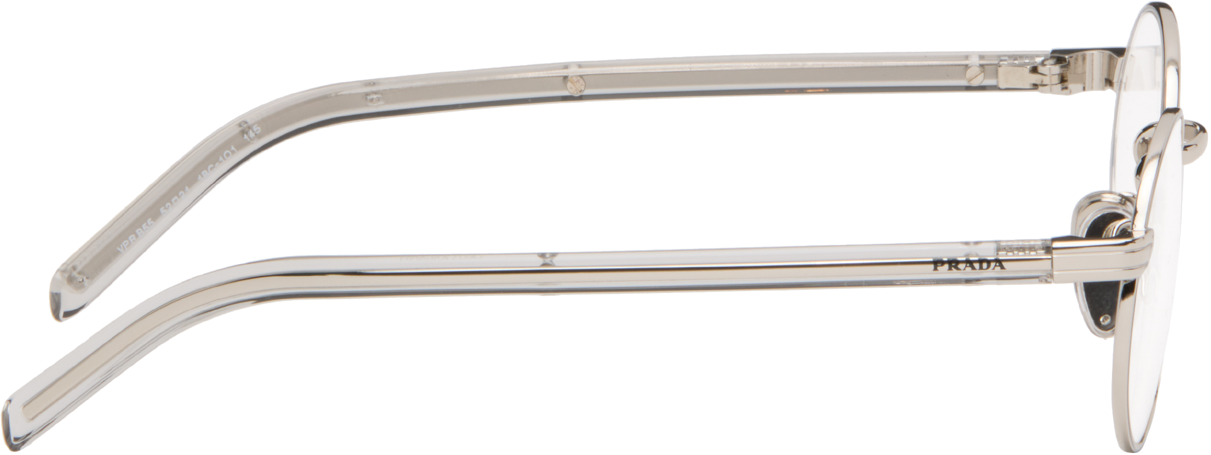 Prada Silver Metal Oval Glasses In Transparent