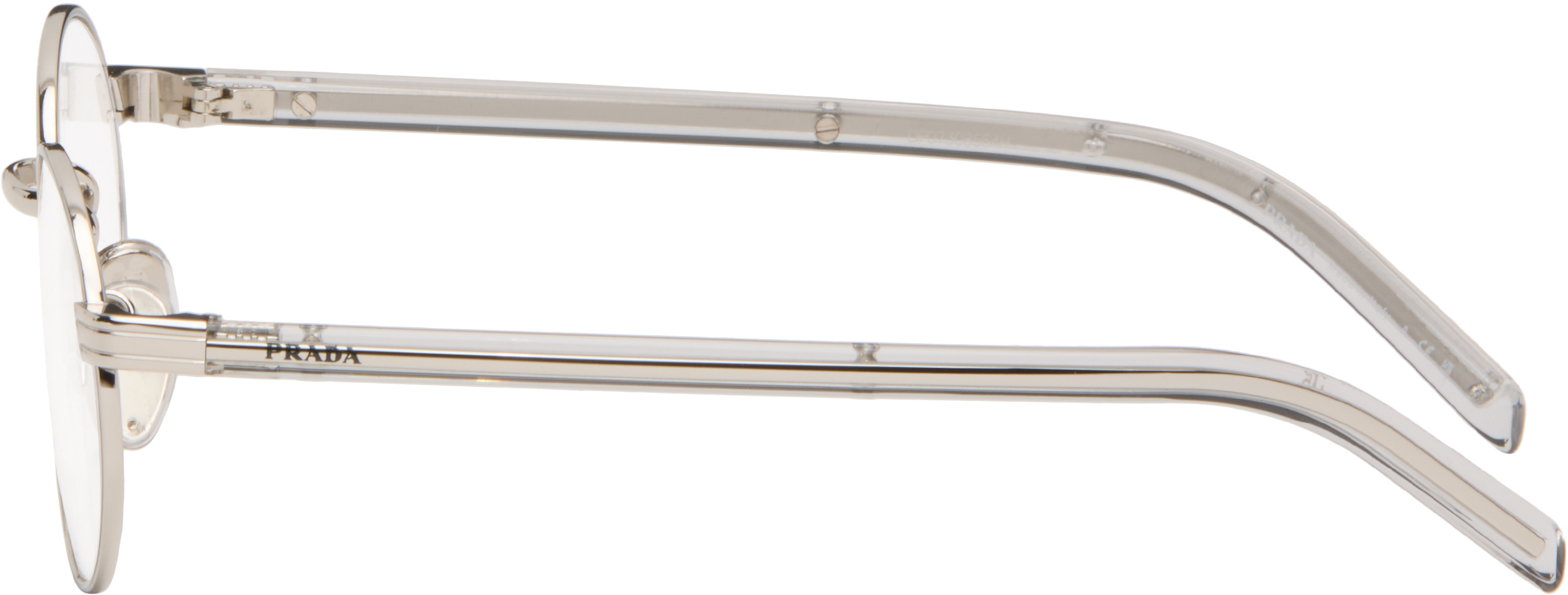 Prada Silver Metal Oval Glasses In Transparent