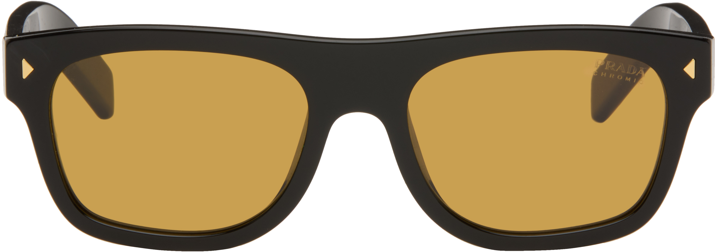 Prada Black Rectangle Sunglasses In Black