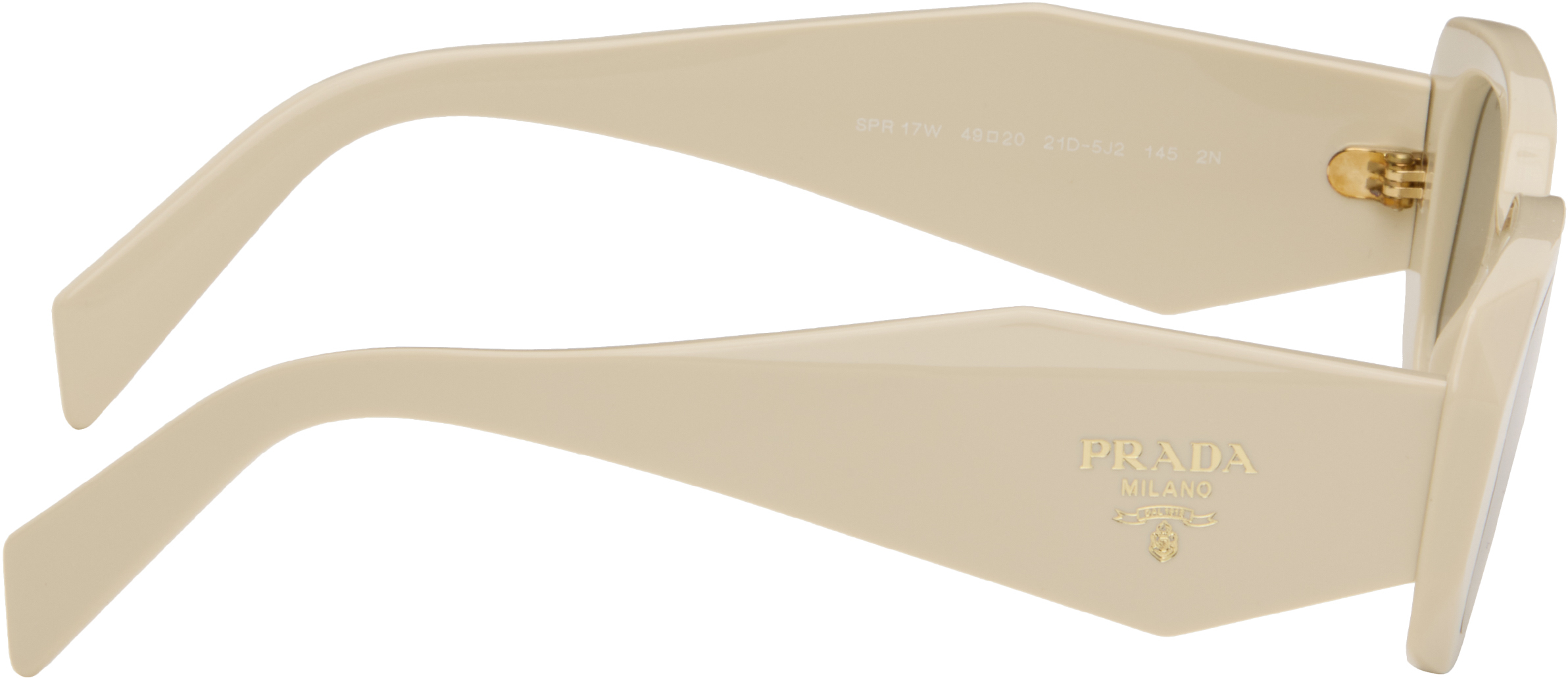 Prada Off-white Symbole Rectangular Sunglasses In Neutral