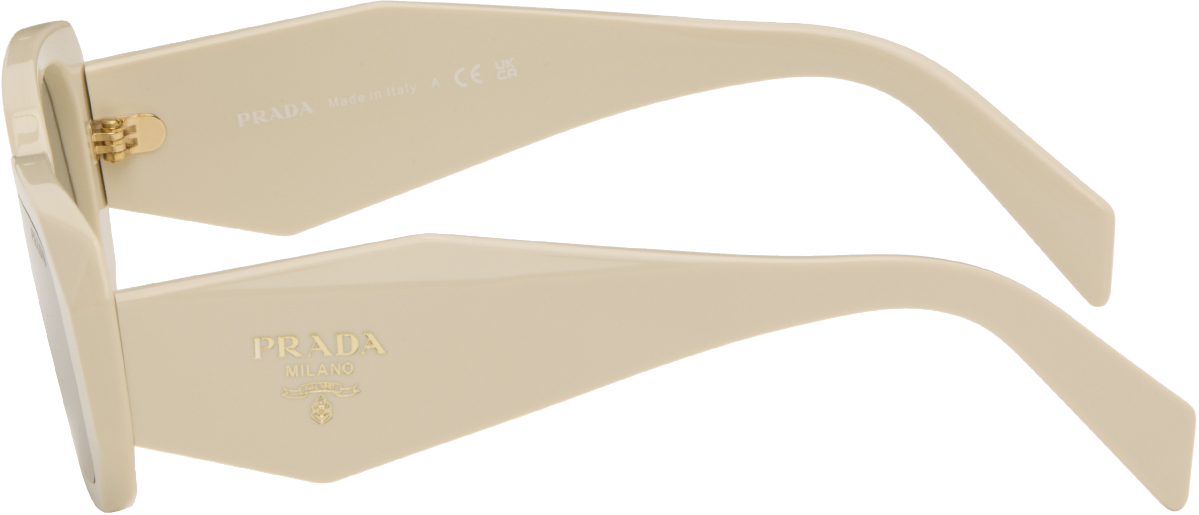 Prada Off-white Symbole Rectangular Sunglasses In Neutral