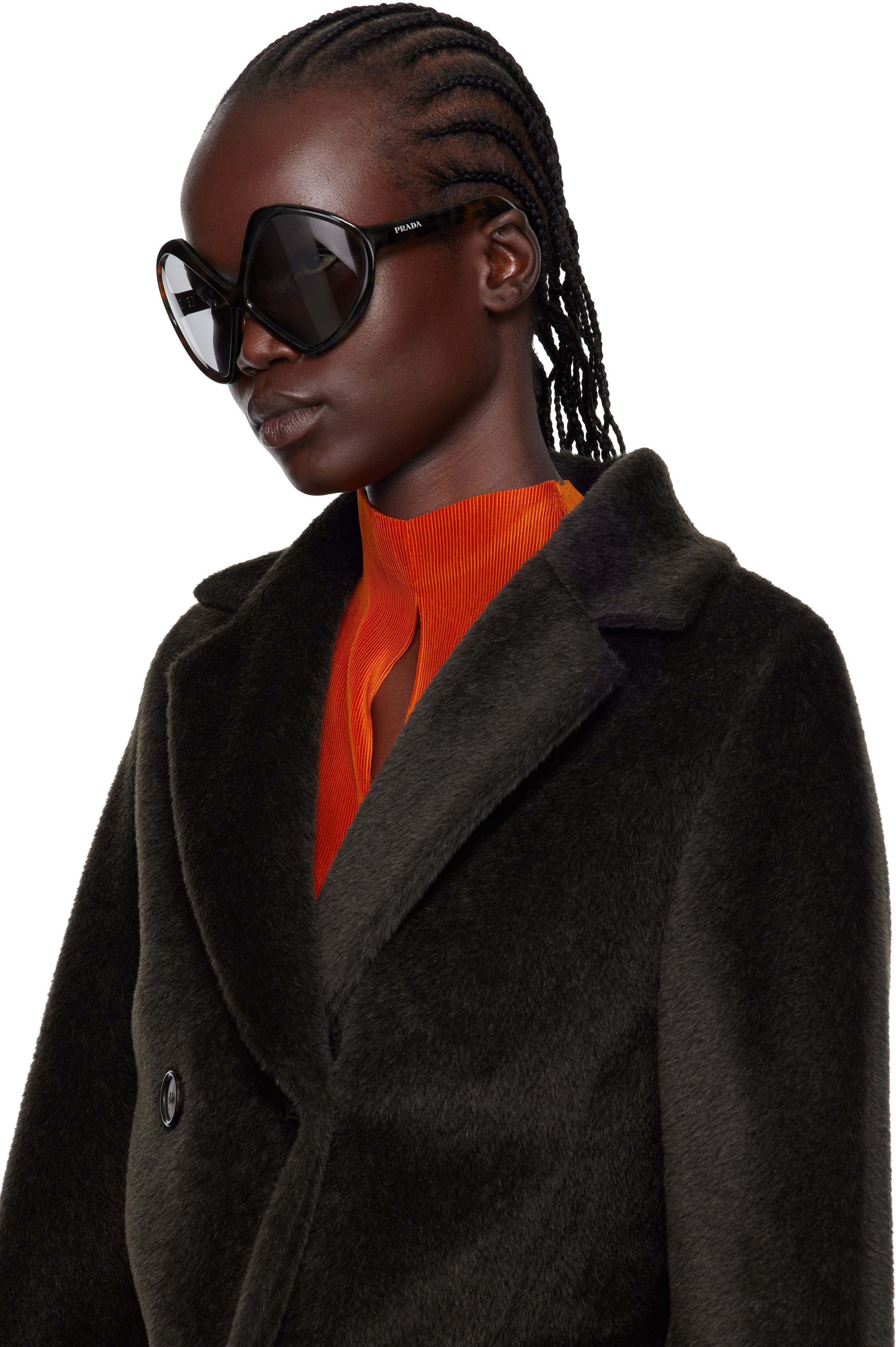 Prada Brown Runway Oversized Sunglasses In Brown