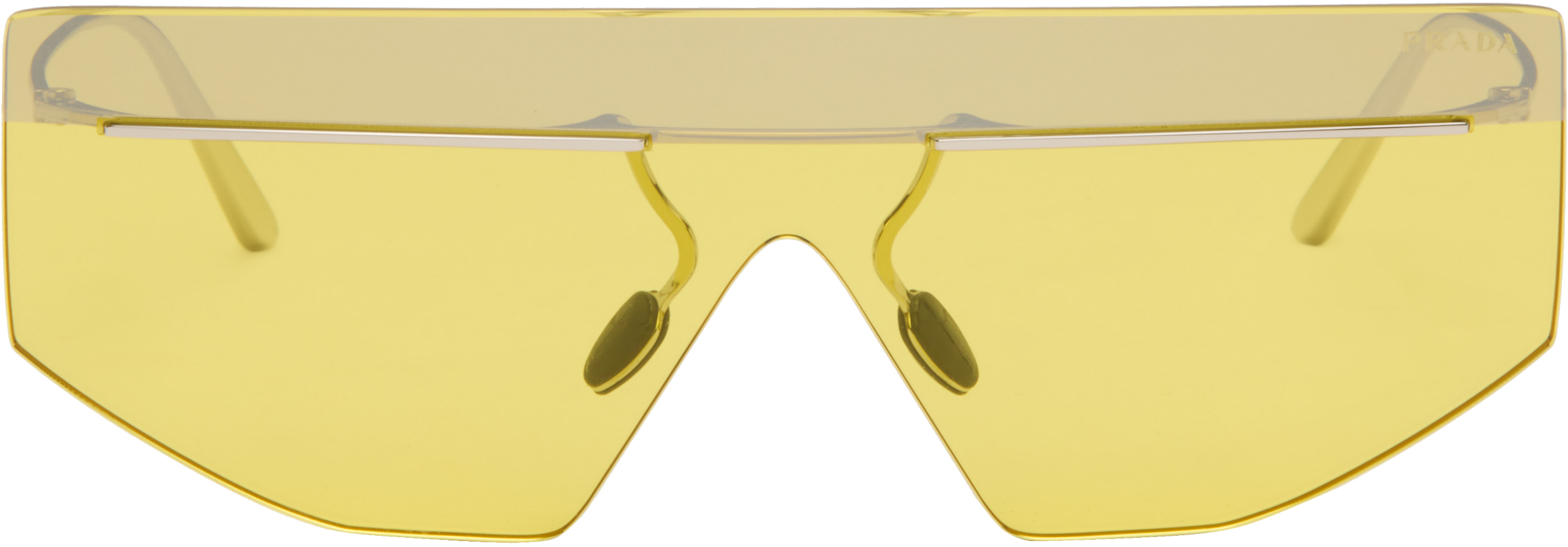 Prada Silver & Yellow Runway Rimless Sunglasses In Gold