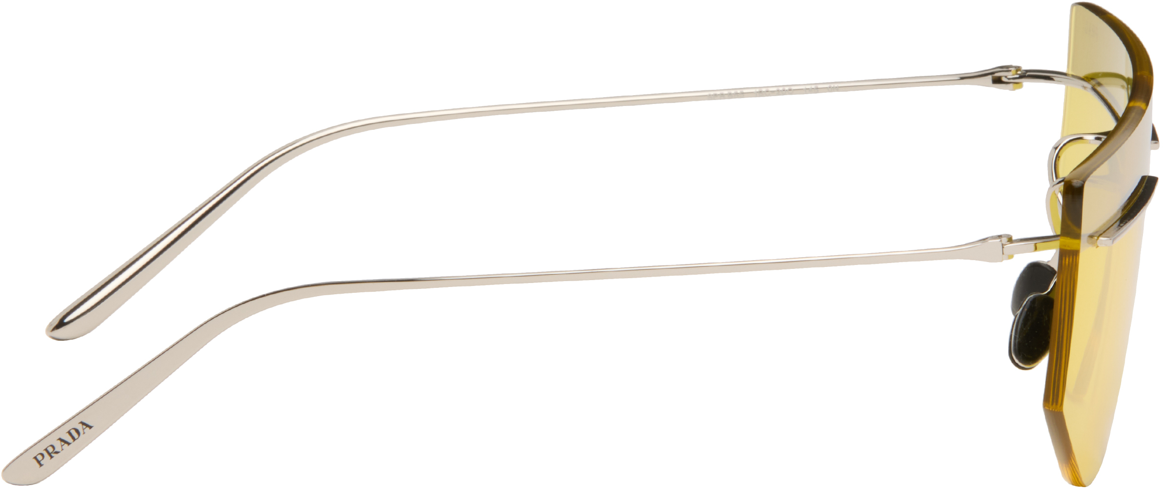 Prada Silver & Yellow Runway Rimless Sunglasses In Gold