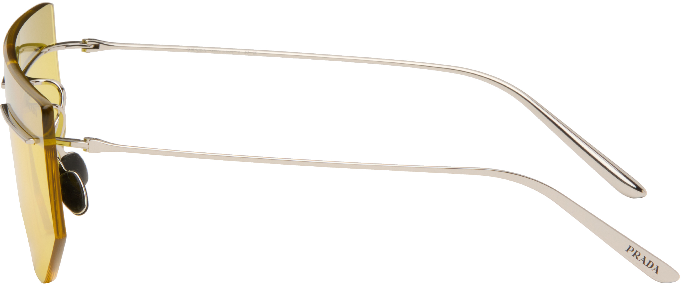 Prada Silver & Yellow Runway Rimless Sunglasses In Gold
